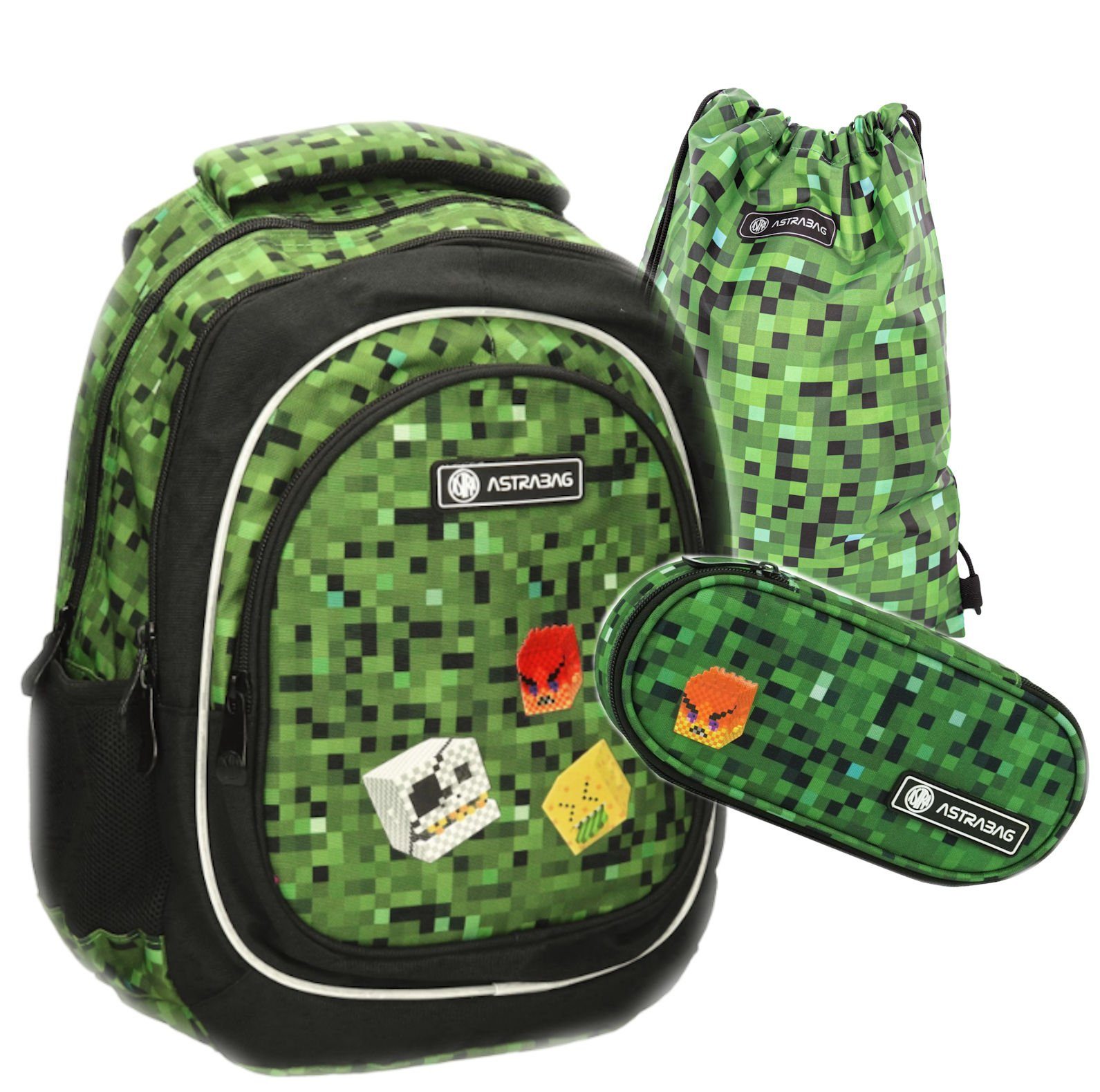 COIL Schulrucksack Rucksack, Tasche, Federmäppchen, Pixel Spiel 1-3,Rucksack für Schule, wasserdichtes Material, reflektierende Elemente, Kapazität 20 Liter
