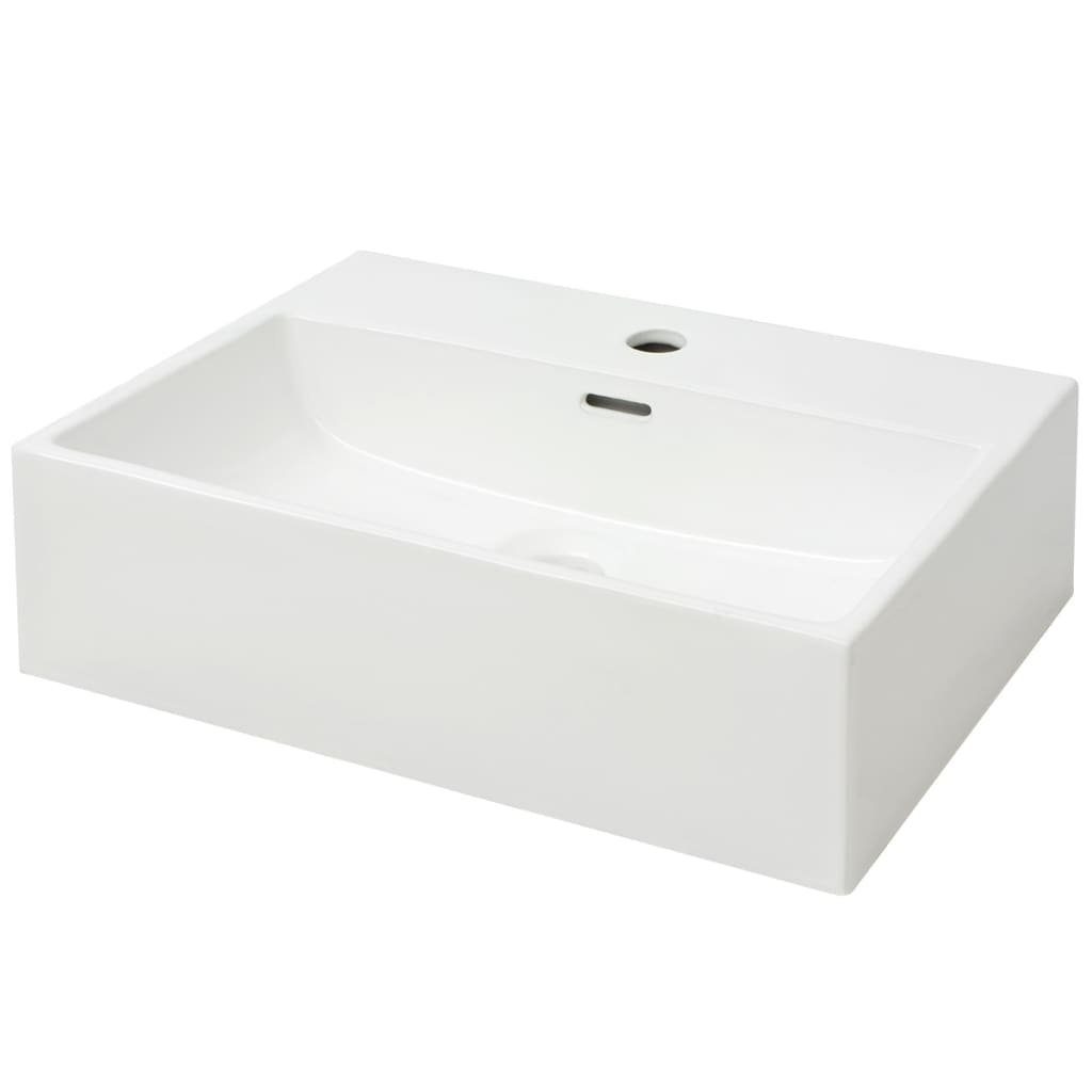 vidaXL Waschbecken Waschbecken mit Hahnloch Keramik Weiß 51,5x38,5x15 cm