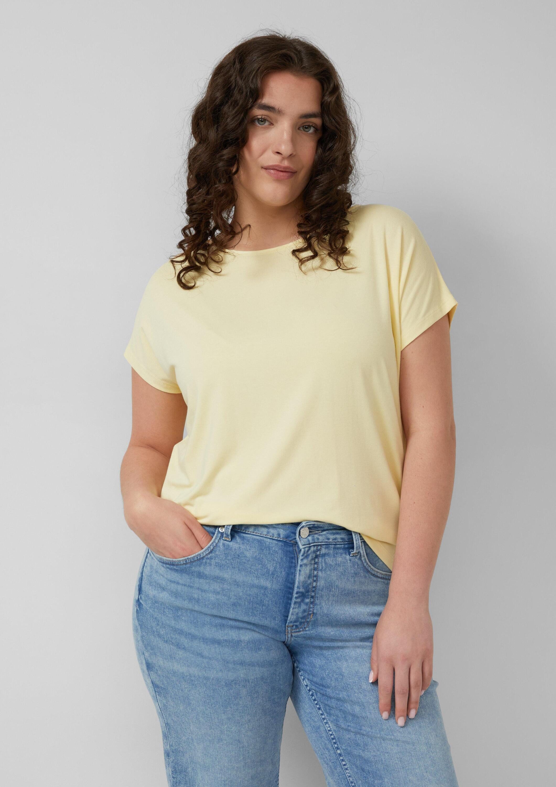 s.Oliver Kurzarmshirt T-Shirt Fließendes Jersey-Shirt mit überschnittenen Schultern