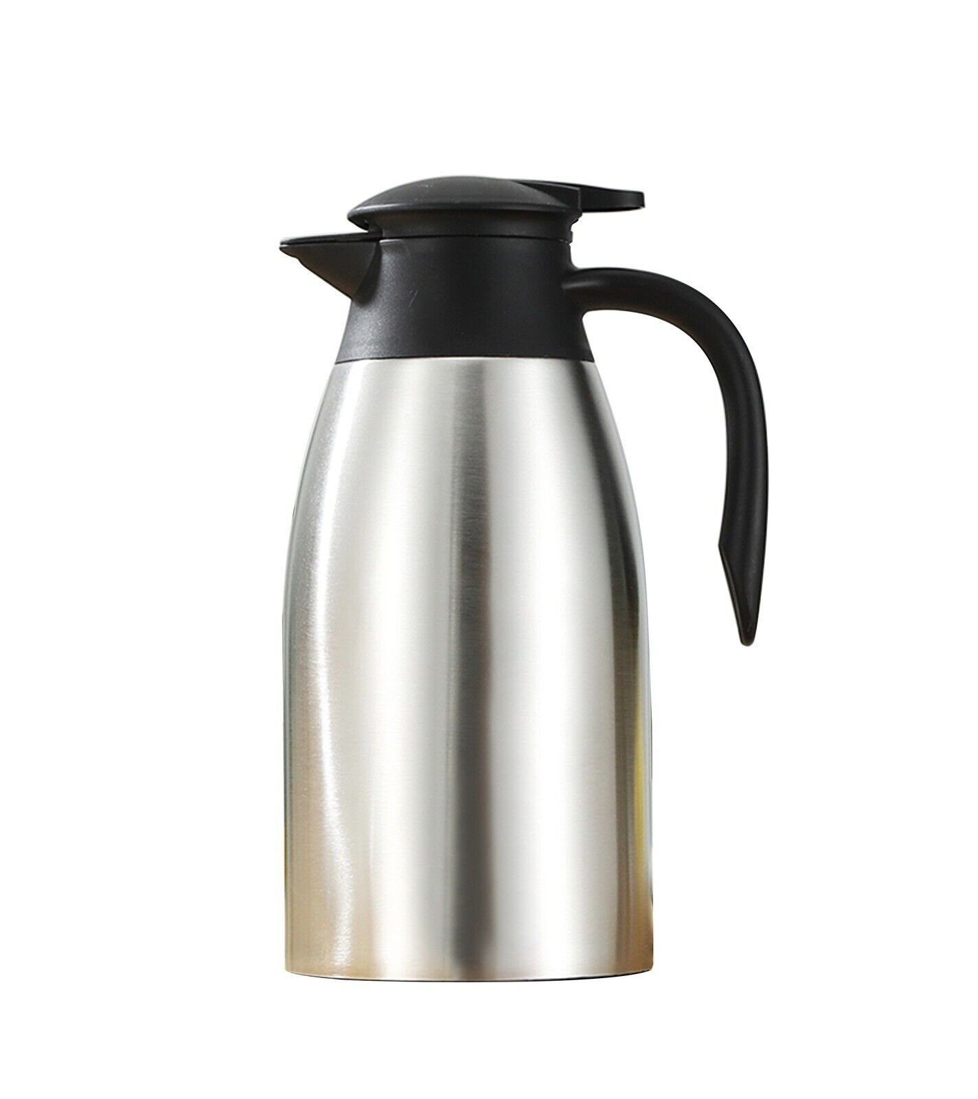 Cheffinger Isolierflasche, 2L Isolierkanne Teekanne Thermosflasche Silber Kaffeekanne