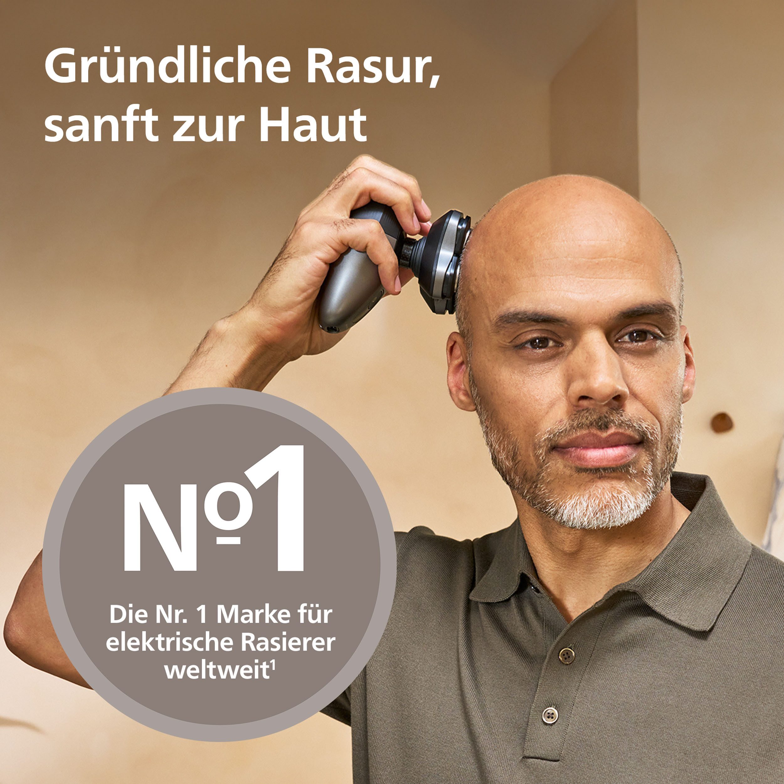Philips Glatzen-Rasierer HS7980/15, Haarschneider mit 36 ComfortCut-Klingen, inkl. Reinigungsstation