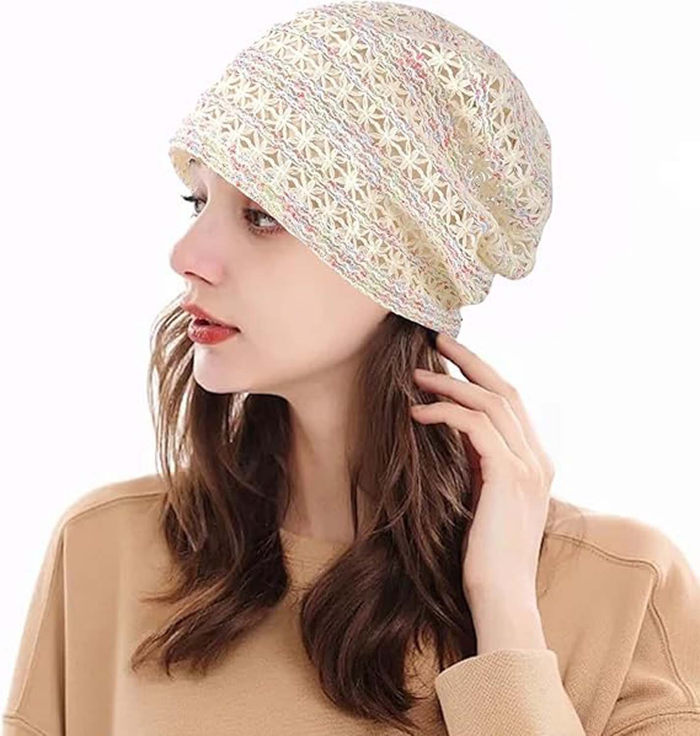 Oemmn Beanie Damen Sommer-Strickmützen Handgemacht Häkelmütze Slouch Beanie Mütze