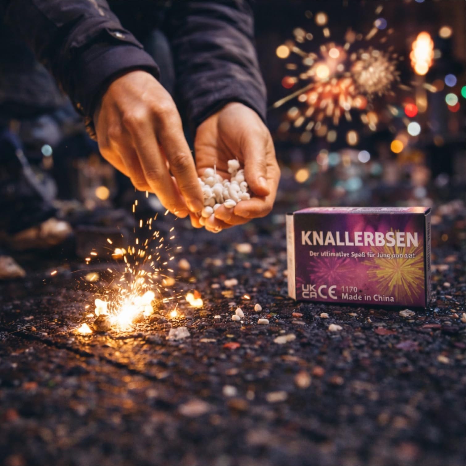 FlameXBurn Geburtstagskerze Knallerbsen Fun Snaps für Jugendfeuerwerk für Silvester / Feuerwerk (Set, 500-tlg)