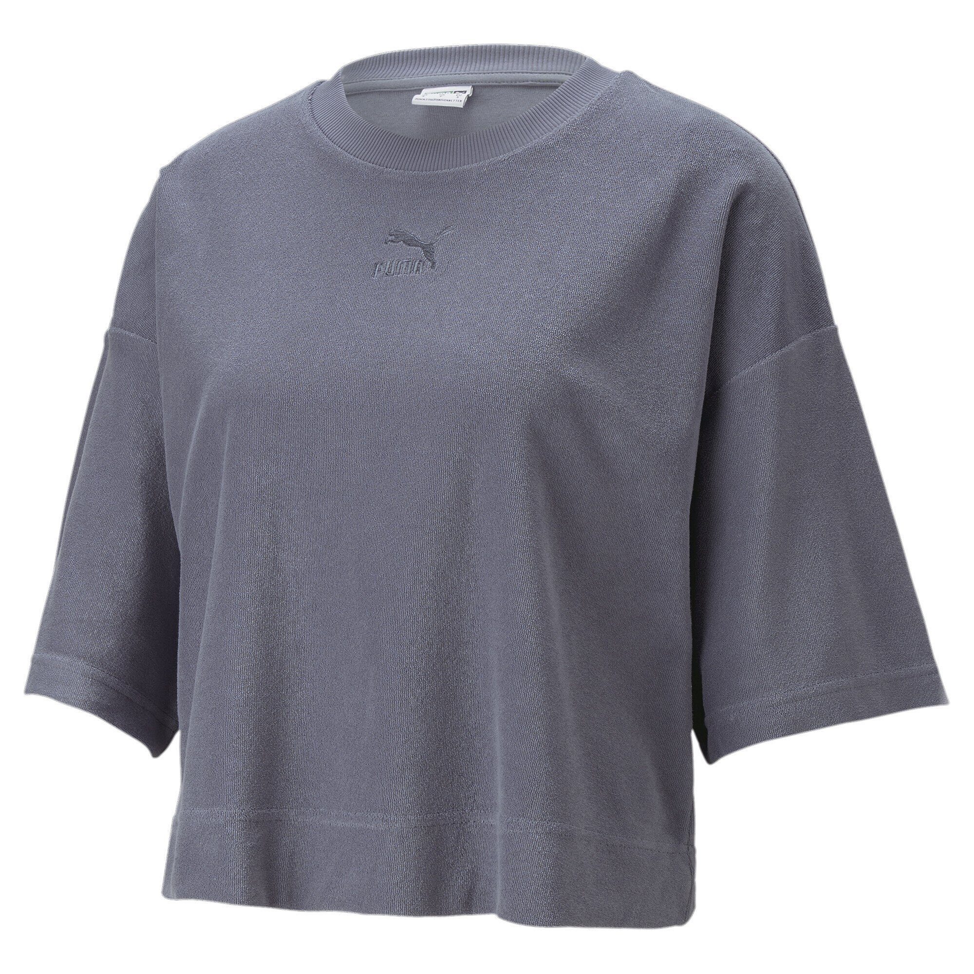 PUMA T-Shirt Classics Frottee-T-Shirt Damen Gray Tile