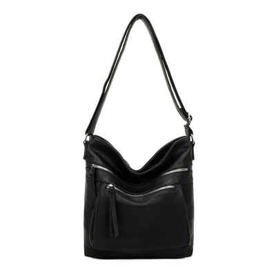 ITALYSHOP24 Schultertasche »Damen Tasche Shopper Crossbody«, als Handtasche, Umhängetasche, Hobo Bag tragbar