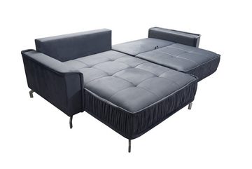 Fun Möbel Ecksofa Schlafsofa Sofa FLORENCE in Stoff, inkl. 5 Rückenkissen, inkl. Schlaffunktion mit Bettkasten, Rundumbezug