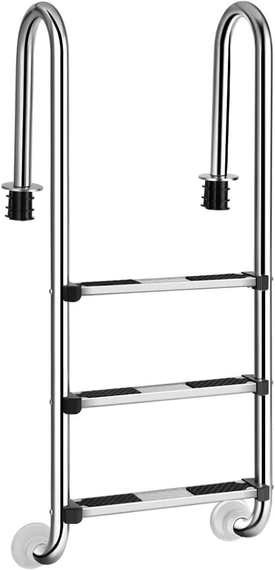 KOMFOTTEU Poolleiter Edelstahl Poolleiter mit 3 Stufen, Pooltreppe bis 150 kg belastbar