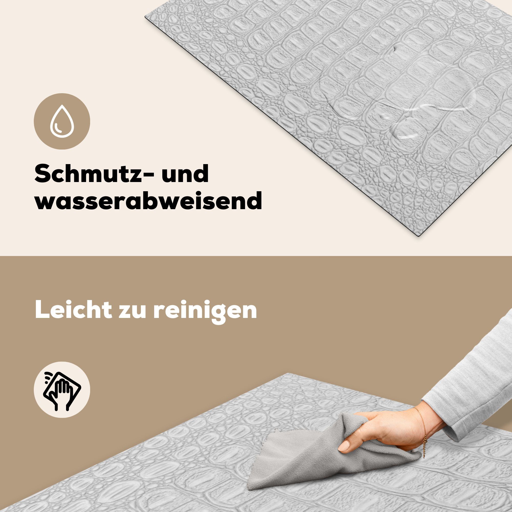 Leder Herdblende-/Abdeckplatte Induktionsschutz Ceranfeldabdeckung (1 Tierhaut, die tlg), - Vinyl, Schutz - für Induktionskochfeld 81x52 cm, Textur MuchoWow - küche,