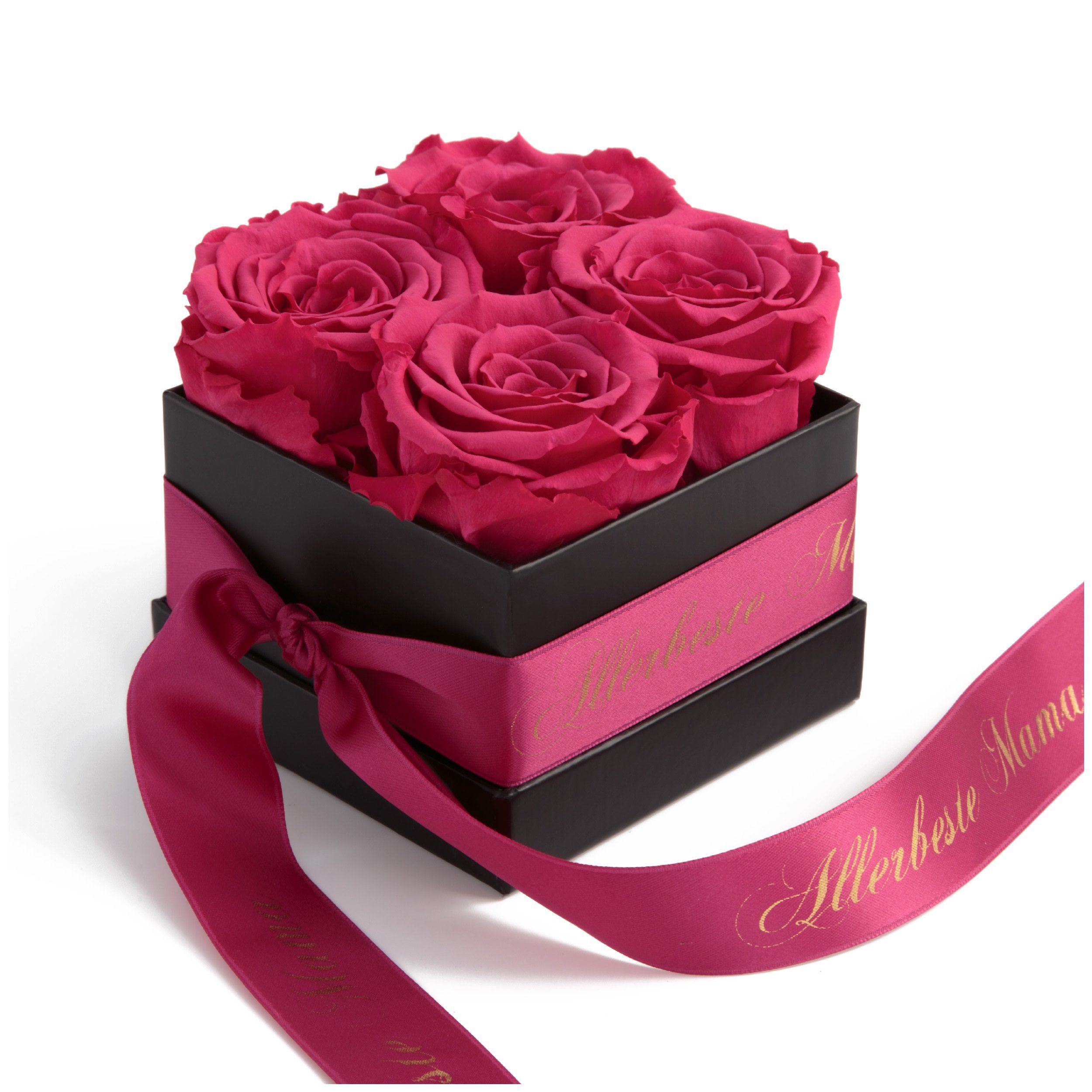 Kunstpflanze Allerbeste Mama Infinity Rosenbox mit duftenden Blumen lange haltbar Rose, ROSEMARIE SCHULZ Heidelberg, Höhe 8,5 cm, Geschenkidee Muttertag Pink