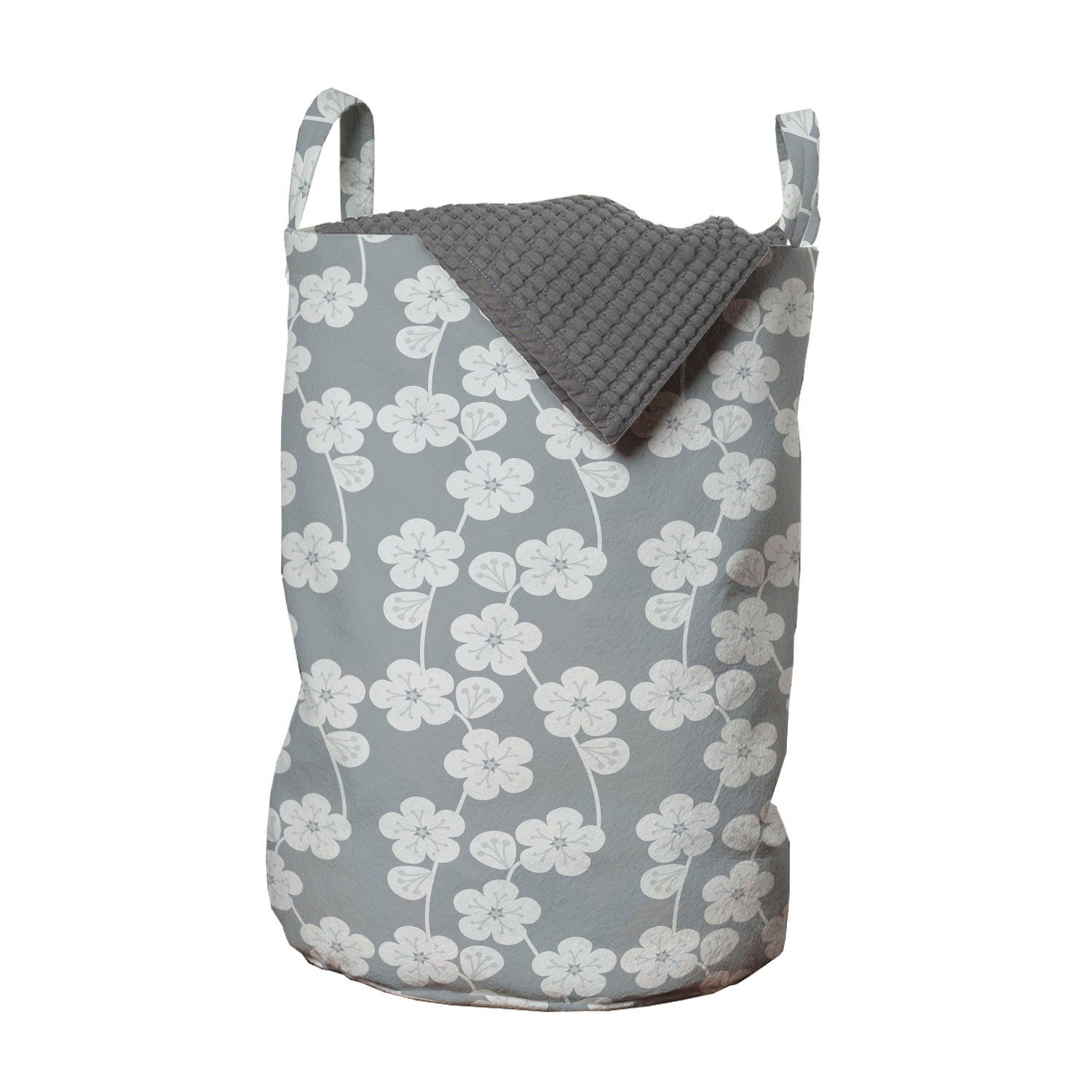 Abakuhaus Wäschesäckchen Wäschekorb mit Griffen Kordelzugverschluss für Waschsalons, Geometrisch Blumen-Knospen-Weinlese