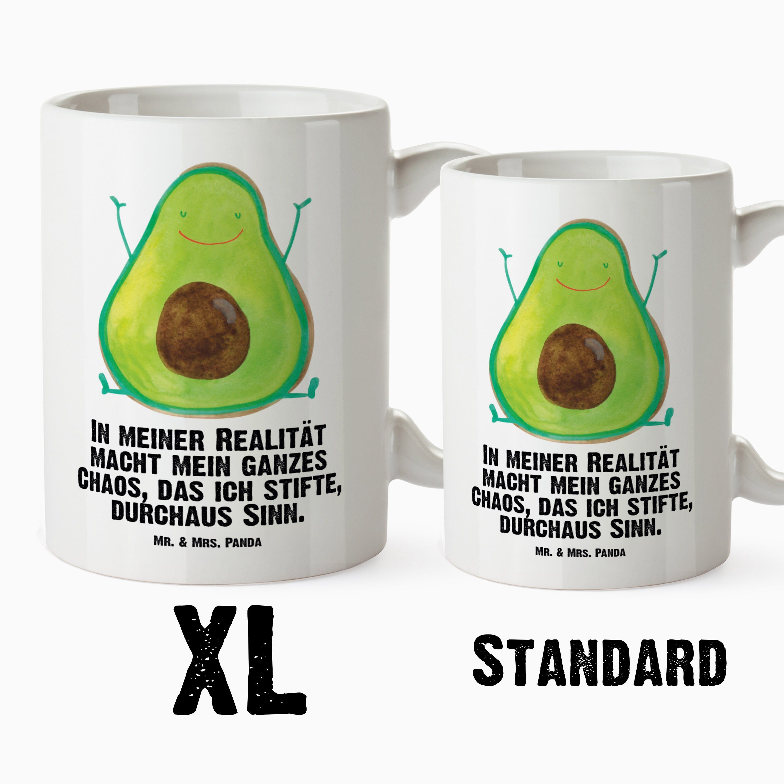Avocado XL, Juhuu, XL & Happy Weiß XL - Mr. Mrs. - Groß, Teetasse, Keramik Veggie, Tasse Panda Tasse Geschenk,