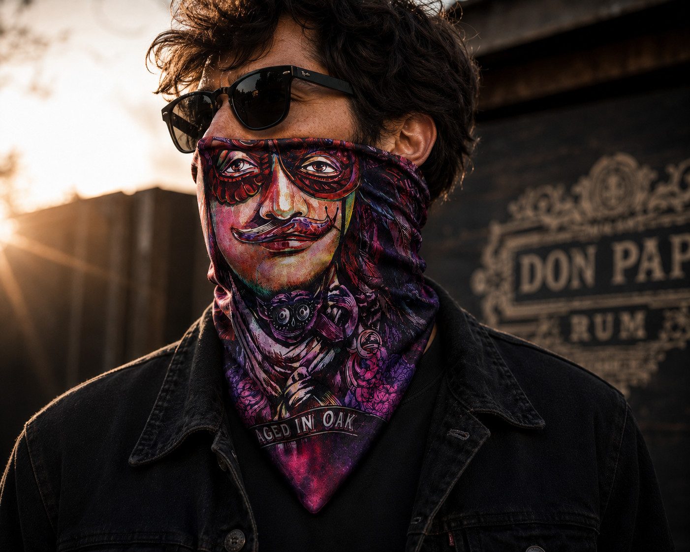 100% Halstuch Don Papa Halstuch Bandana Tuch Kopftuch 2x 55cmx52, (2-St), Als Halstuch, Bandana oder Kopftuch tragbar