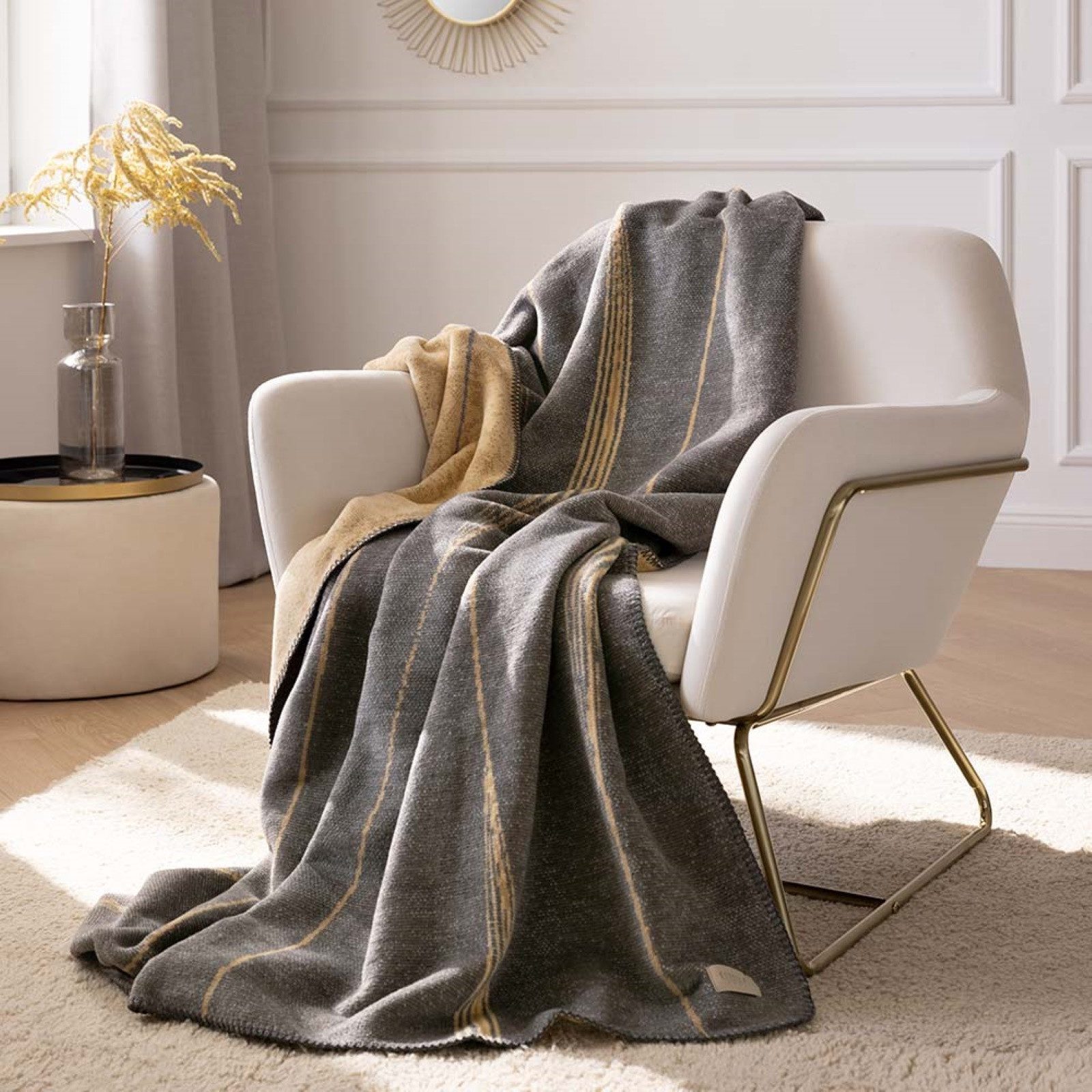 Wohndecke Estella Wohndecke Kuscheldecke 150x200 cm Caja anthrazit 8620-920, Estella, für Sommer und Winter