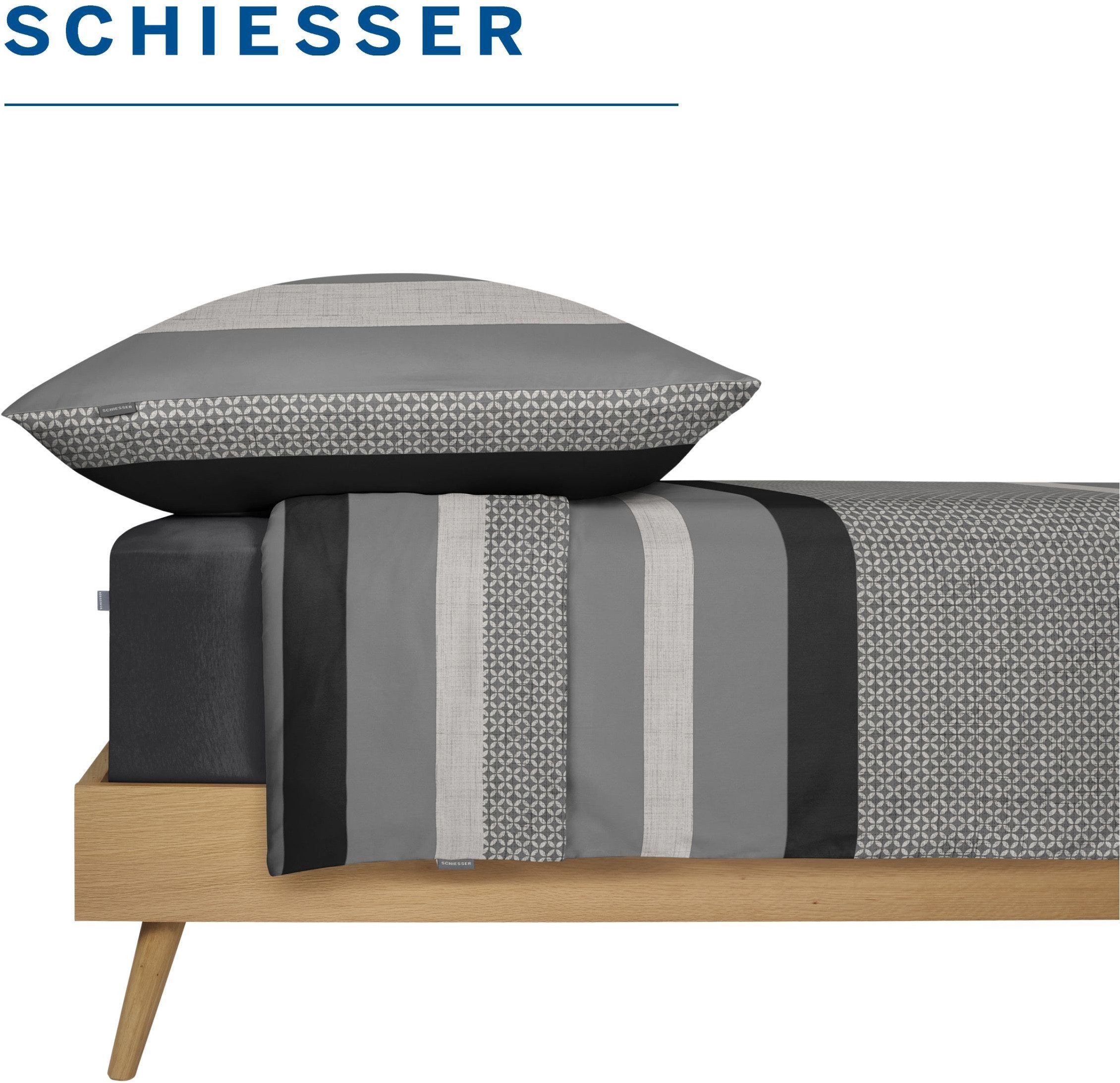 Schiesser Spannbettlaken Elli aus weicher Baumwolle mit Elasthananteil für flexiblen Sitz, Jersey-Elasthan, Gummizug: rundum, (1 Stück), für hohe Matratzen und  – Bild 4 von 5
