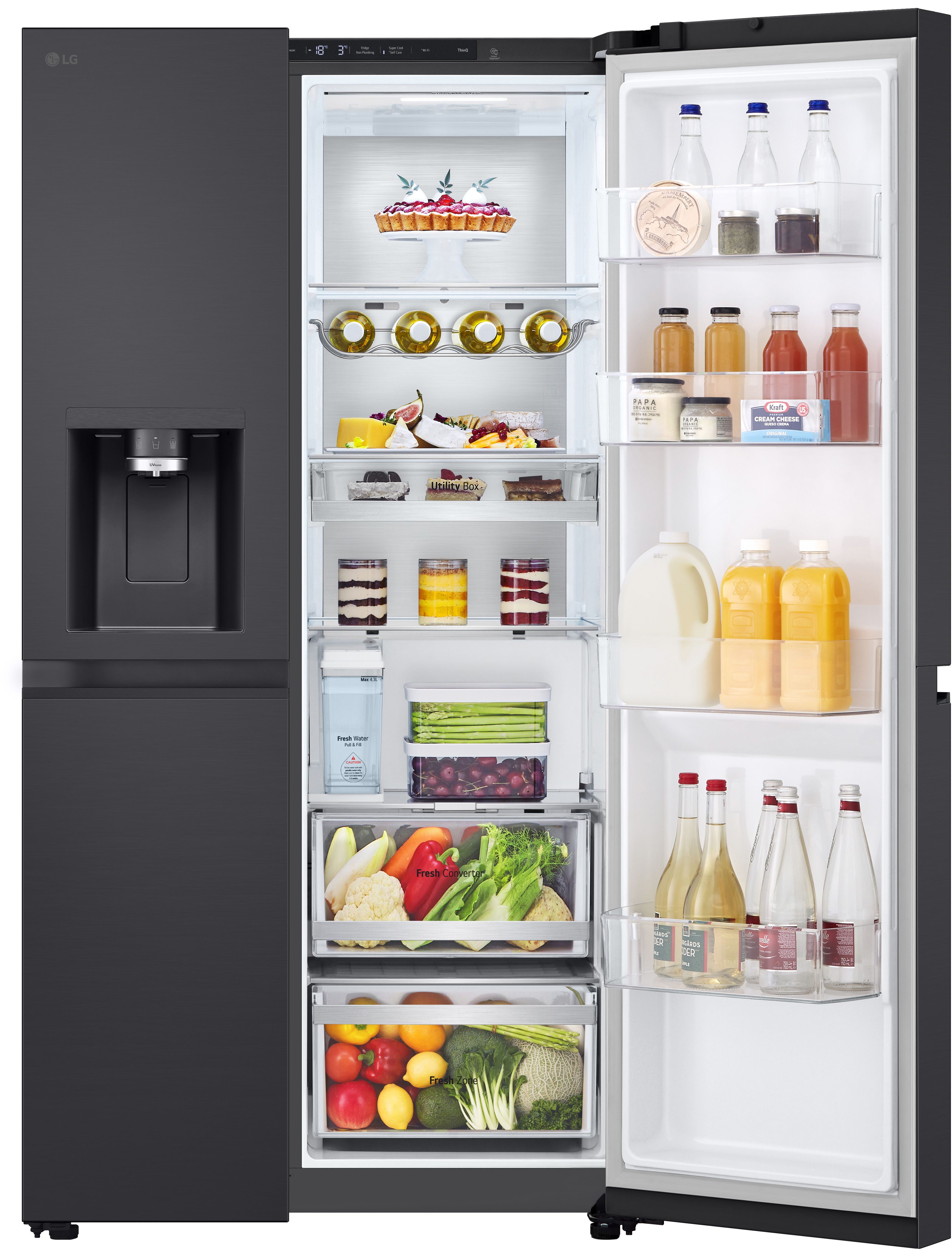 LG Side-by-Side L-Serie GSLE91EVAB, 179 cm hoch, 91,3 cm breit, Eis-, Crushed Ice- und Wasserspender, Total No Frost