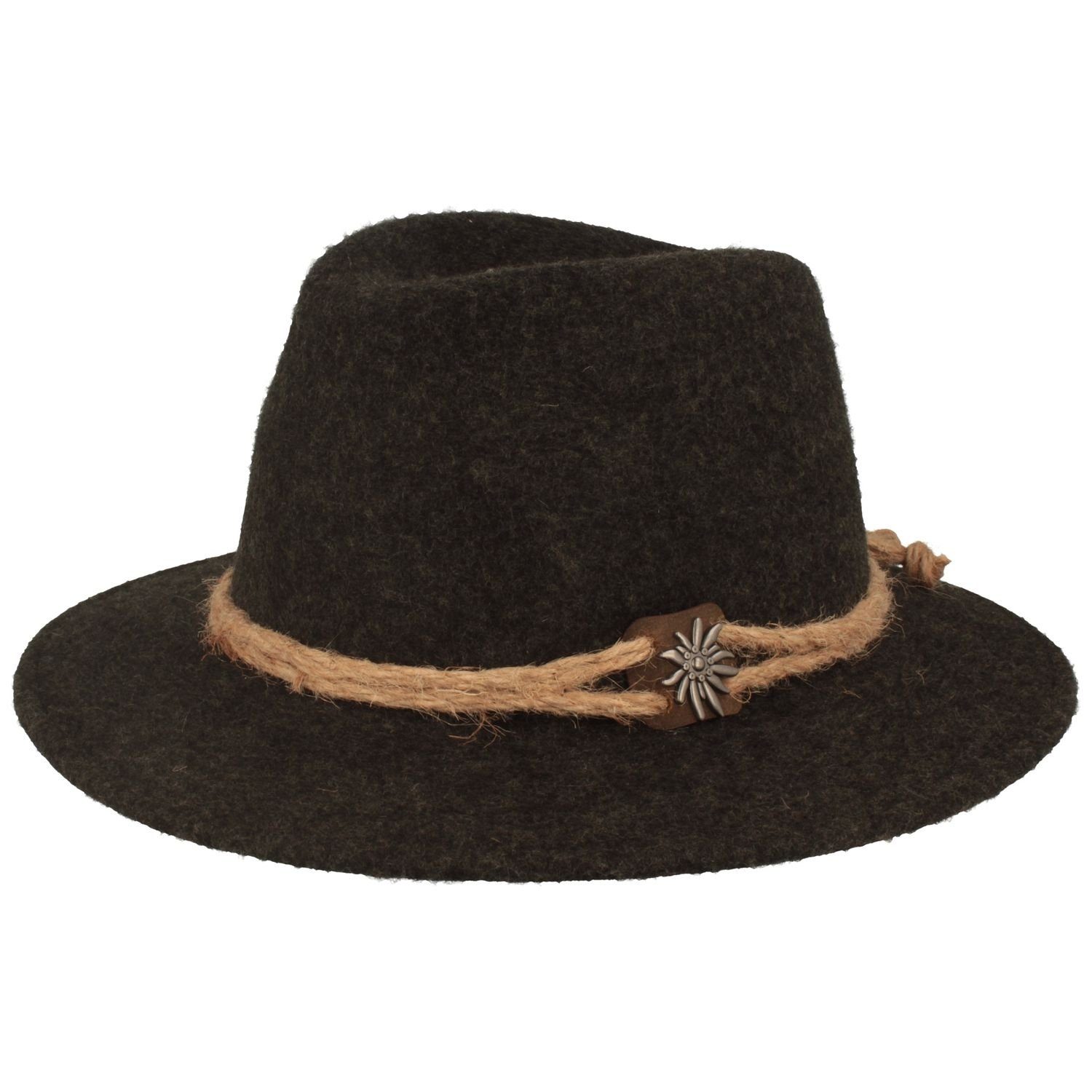 Breiter Filzhut Traveller Tiroler-Art mit breiter Krempe günstig online kaufen