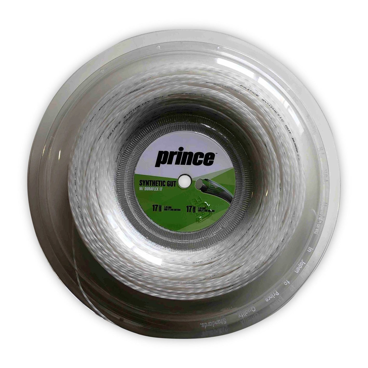 Prince Tennissaite Synthetic Gut mit Duraflex (Allround+Haltbarkeit) weiss 200m Rolle, Saitendicke: 1.25