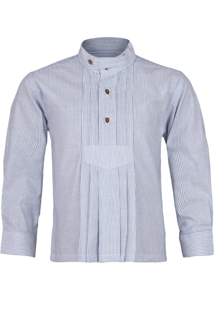 Isar-Trachten Trachtenhemd Trachtenhemd Kind - FERRIS - denim/weiß