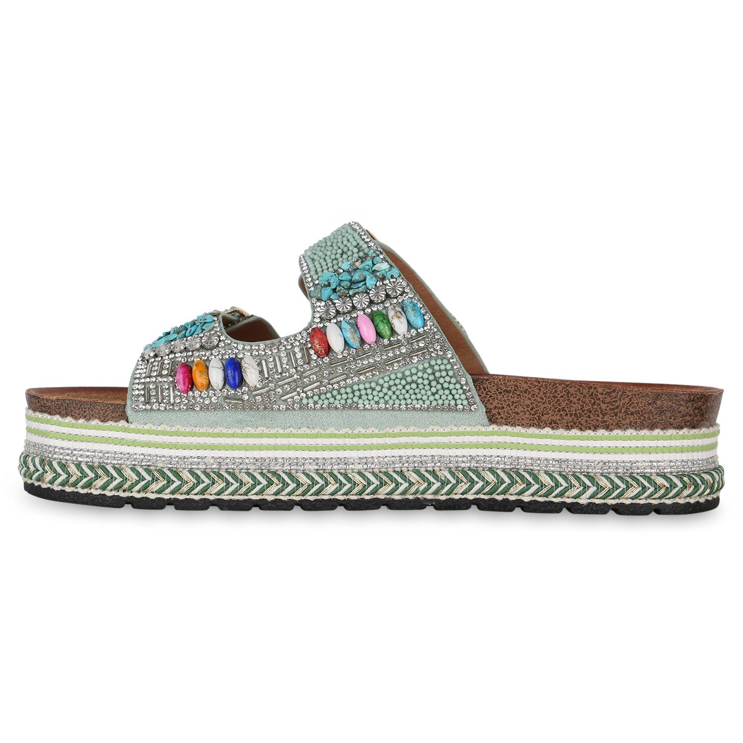 VAN HILL 841100 Sandalette Damen Pantoletten Sandaletten Strass Zierperlen günstig online kaufen