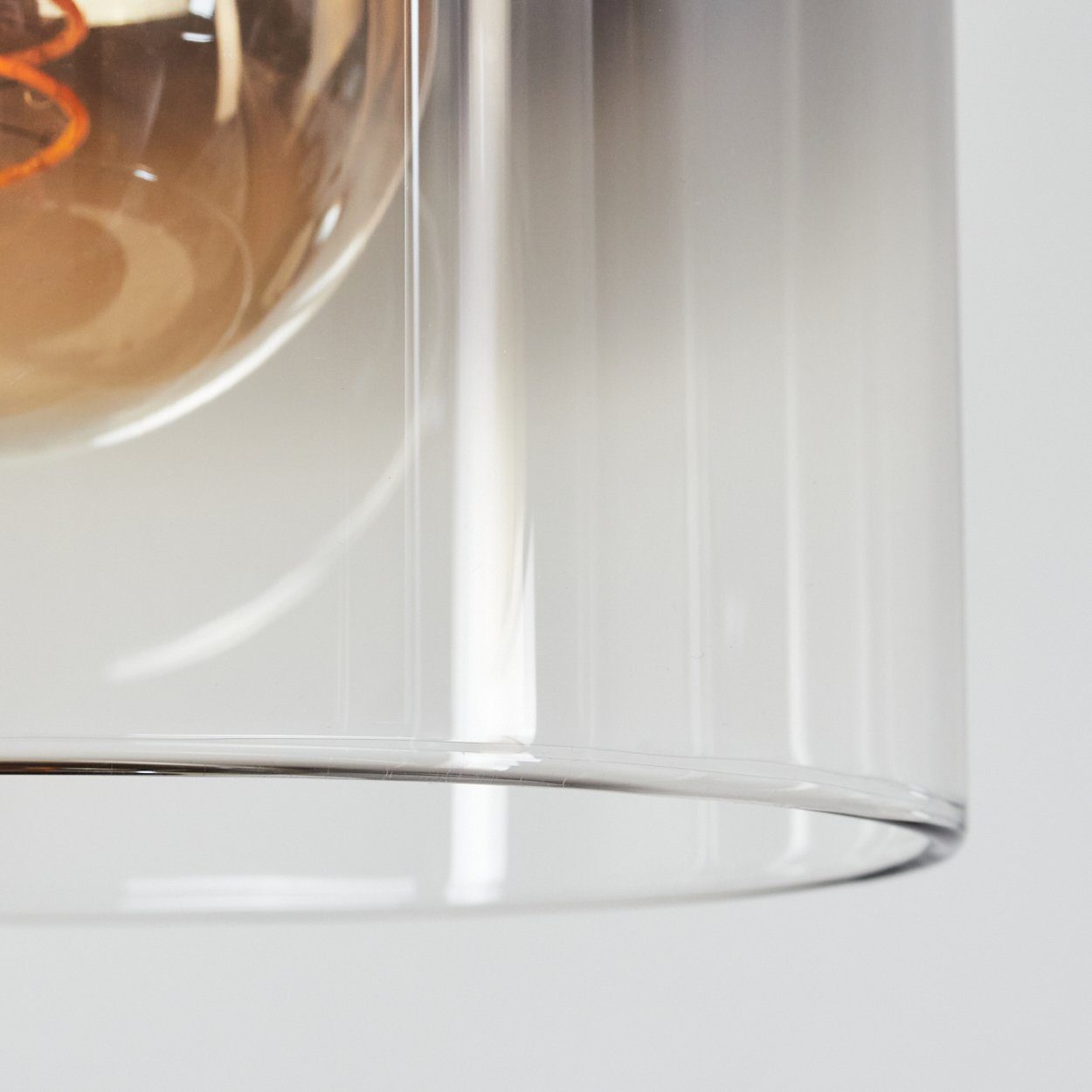 hofstein Pendelleuchte »Riccione« Hängeleuchte aus Metall/Rauchglas in Schwarz/Rauchfarben, ohne Leuchtmittel, Pendellampe mit Schirmen Echtlas/Rauchglas (19, 5cm), E27