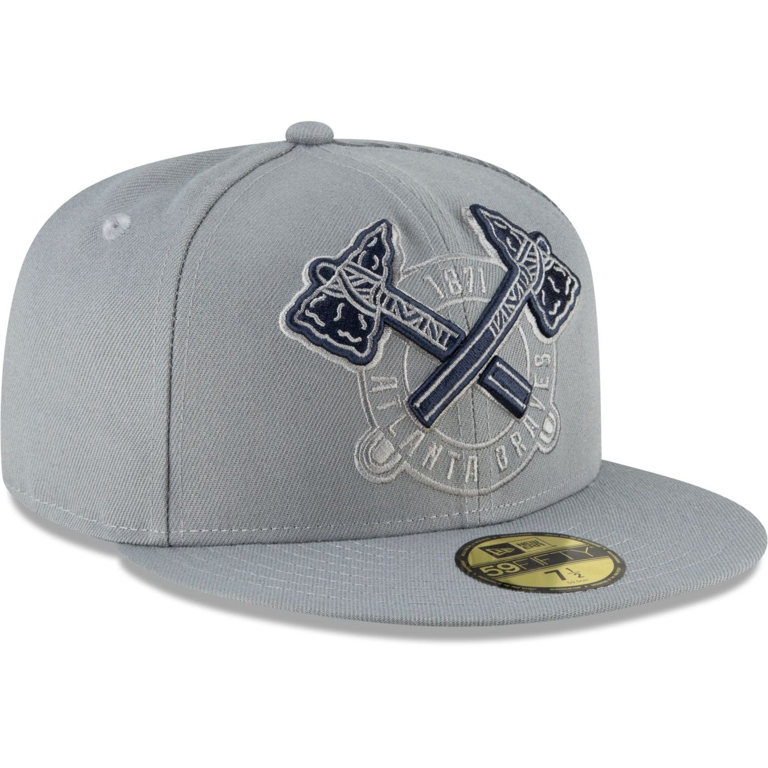 New Era Fitted Cap 59Fifty MLB Team GREY Braves STORM Atlanta Cooperstown