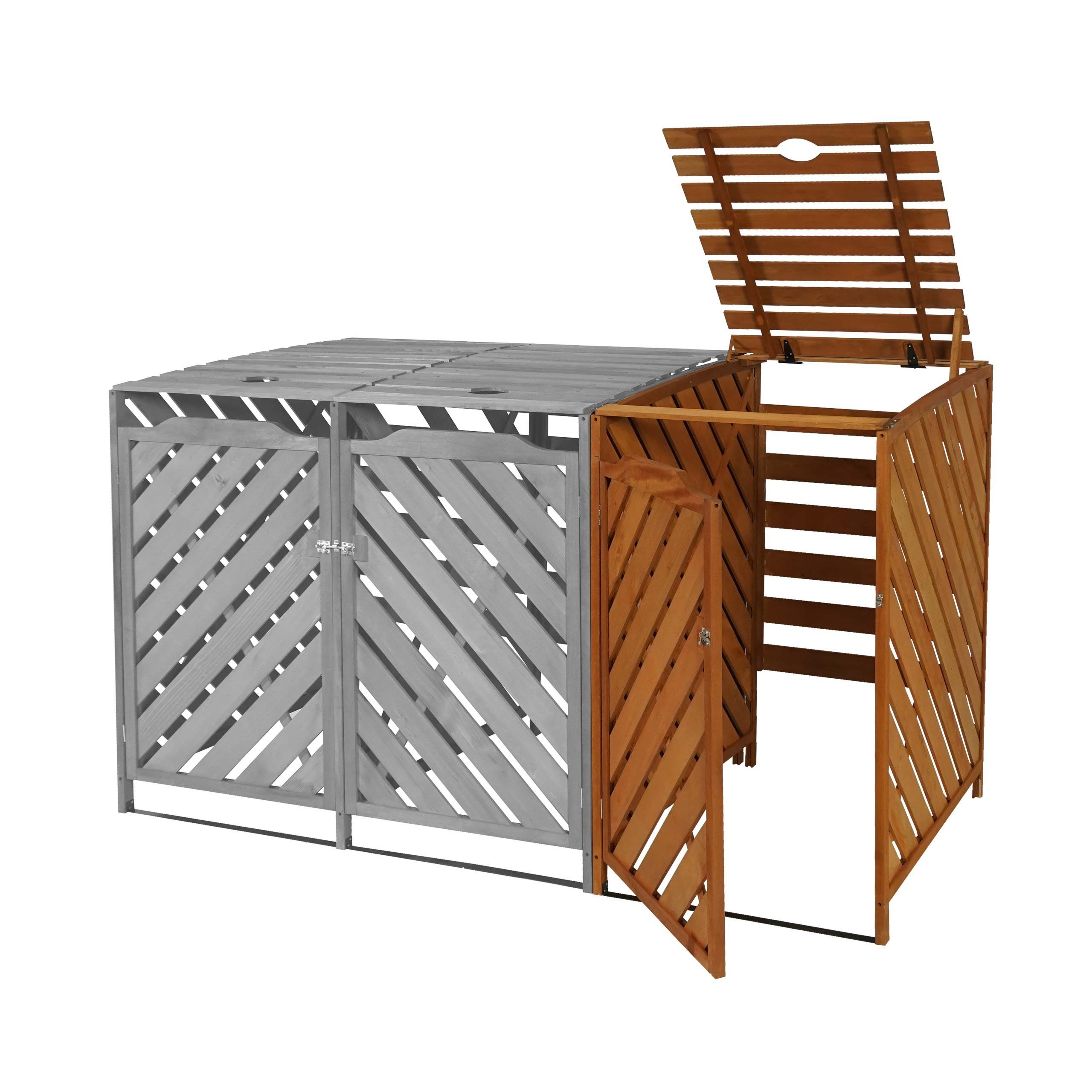 MCW Mülltonnenbox MCW-J44-1 (1 St), Erweiterbar, 2 Türen mit Riegelschloss, für leichtes Befüllen