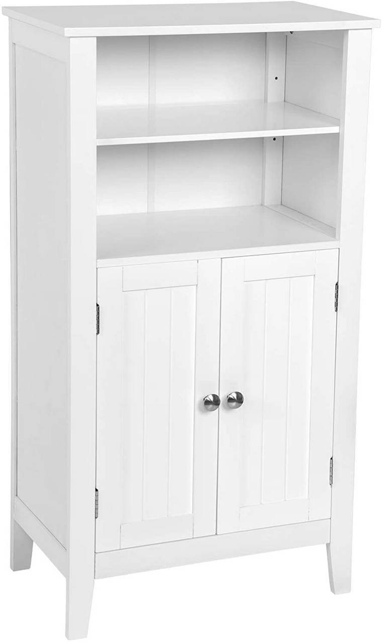 Woltu Badkommode, Badschrank mit 4 Ablagen aus Holz Lena weiß