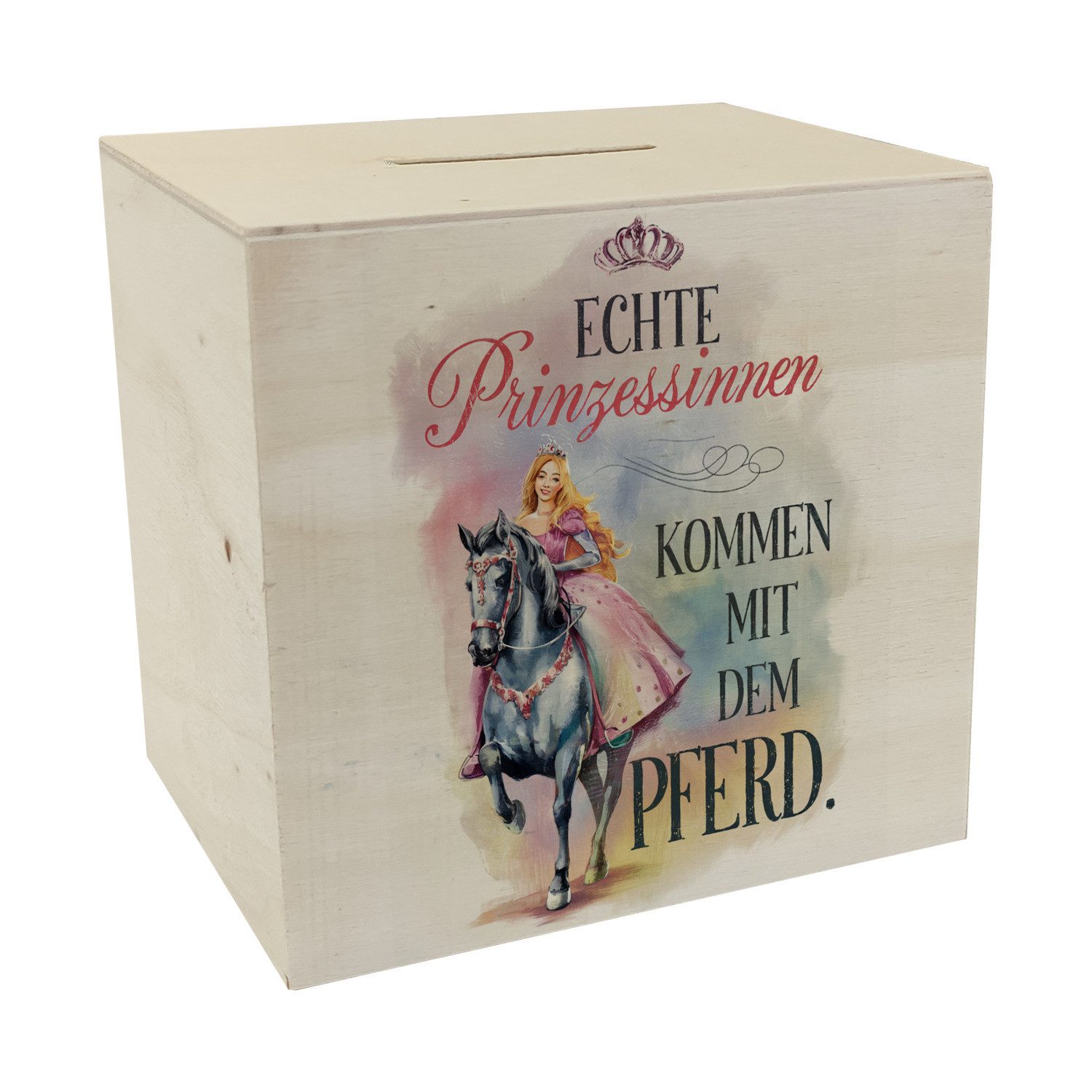 speecheese Spardose Echte Prinzessinnen reiten Pferde Spardose aus Holz Prinzessin auf