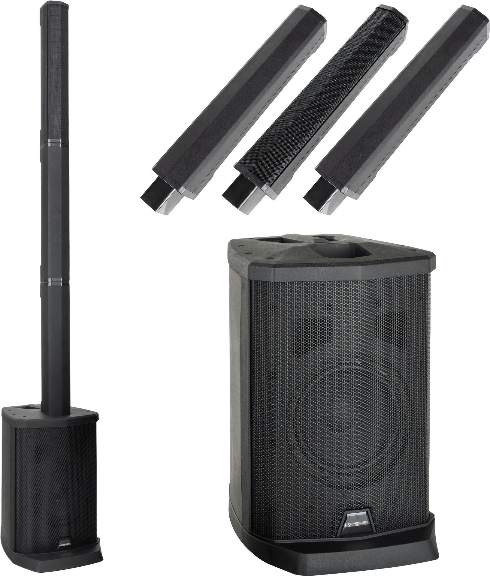 McGrey E-208LA Aktiv Line Array Säulenanlage Колонки (Bluetooth, 100 W, PA-Anlage mit 4x 2,5" Breitbandlautsprecher)