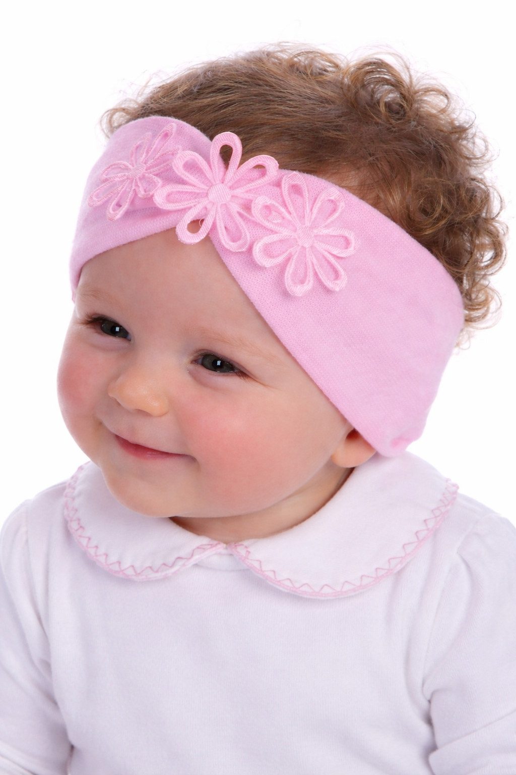 Stirnband Stirnband Baby Kopfband in Weiß Creme Rosa für Taufe und Feste