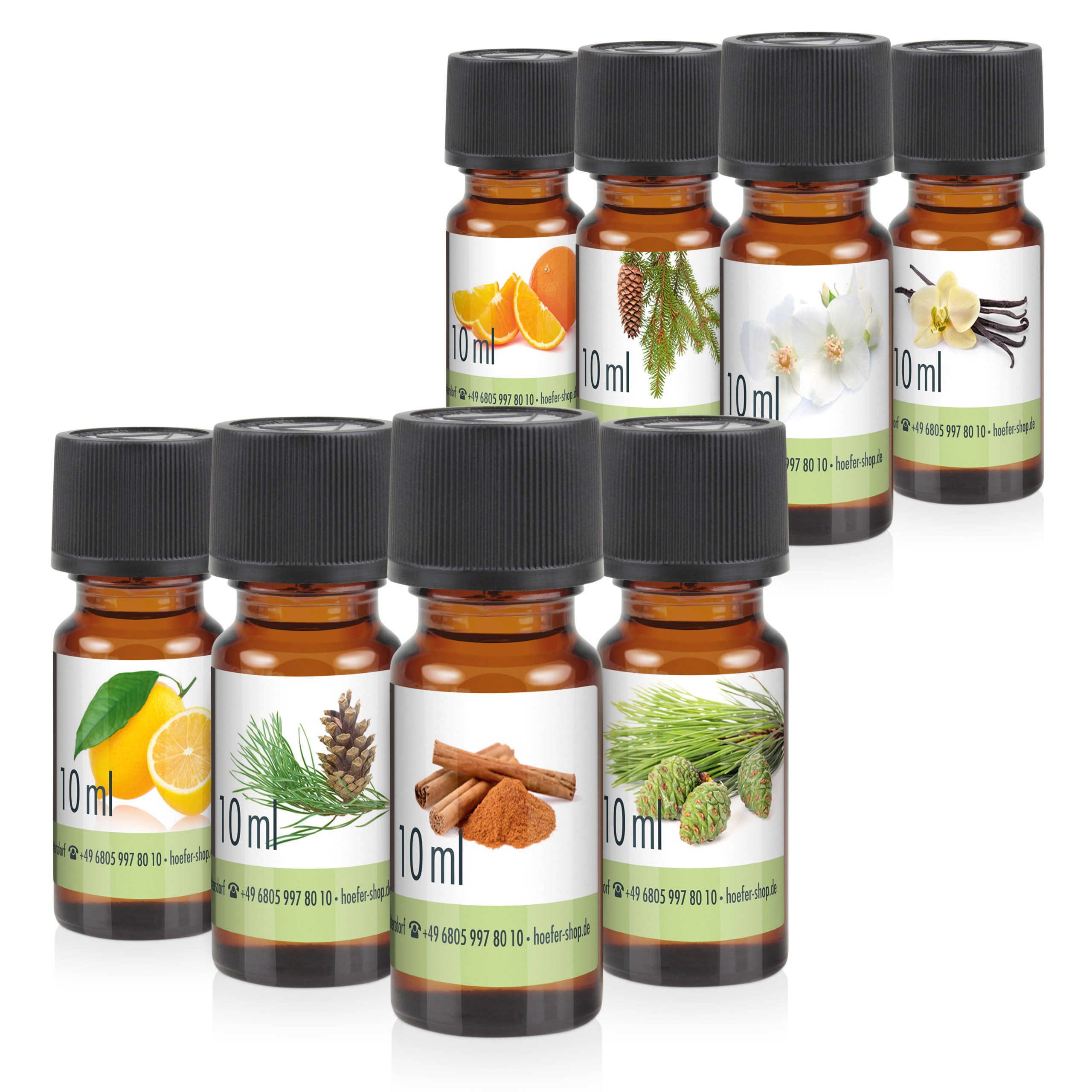 Höfer Chemie GmbH Duftöl Duftöl-Set Nr. 5 mit 8 Duftnoten, Vielseitige Düfte für Wellness und Entspannung