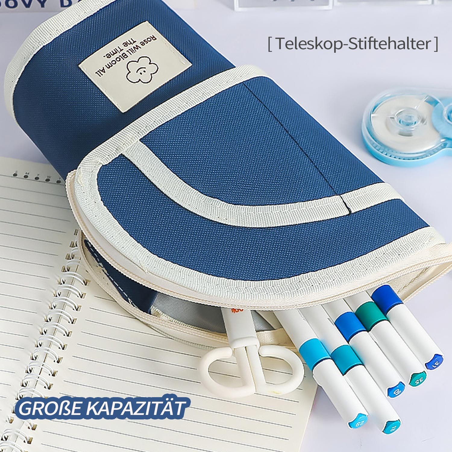Refttenw Federmäppchen Federmäppchen mit großem Fassungsvermögen,Teleskop-Stiftehalter