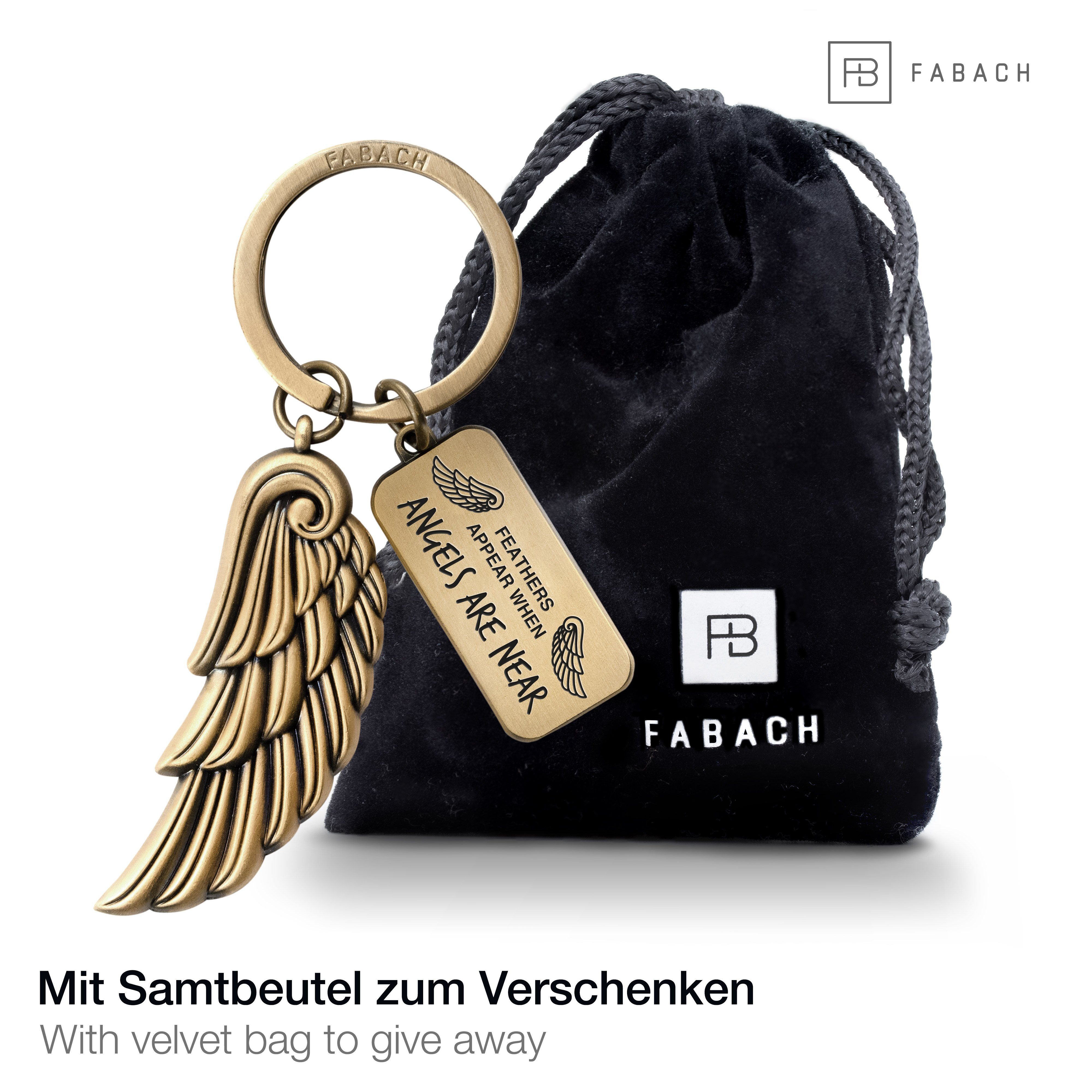 - Geschenk Antique - Schlüsselanhänger mit Angels Schutzengel Engelsflügel Angel FABACH Gravur Near Bronze Are