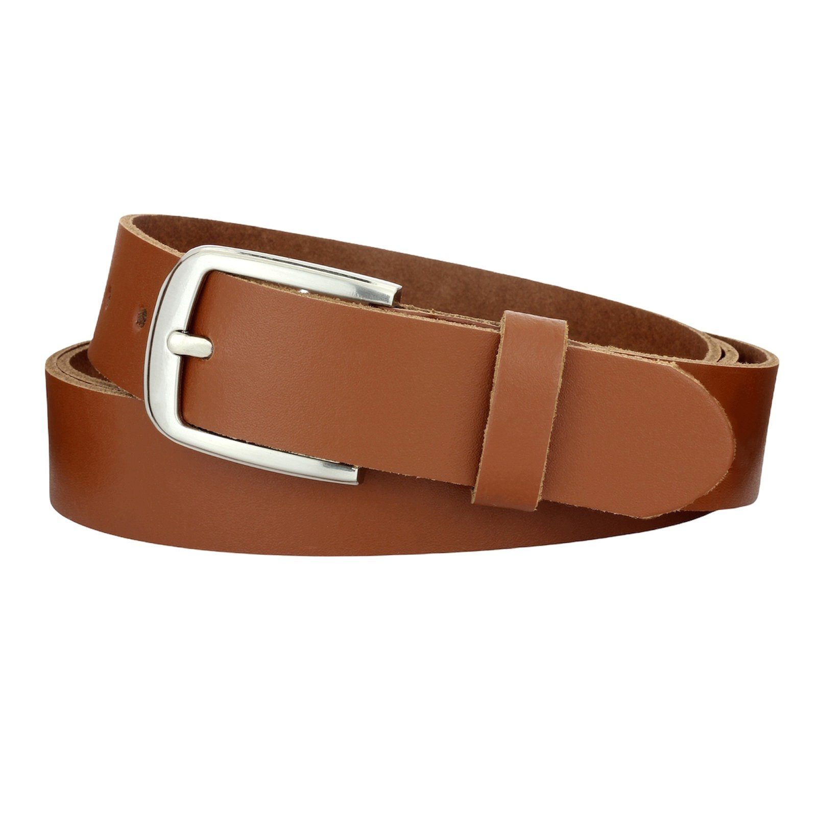 Manza Ledergürtel Gürtel Ledergürtel 3cm breit Echt Leder Jeansgürtel Unisex Echt Leder, Kürzbar, Aus einen Stück gefertigt, kein verklebtes oder vernähtes Leder, MADE IN GERMANY, 3cm breit Cognac