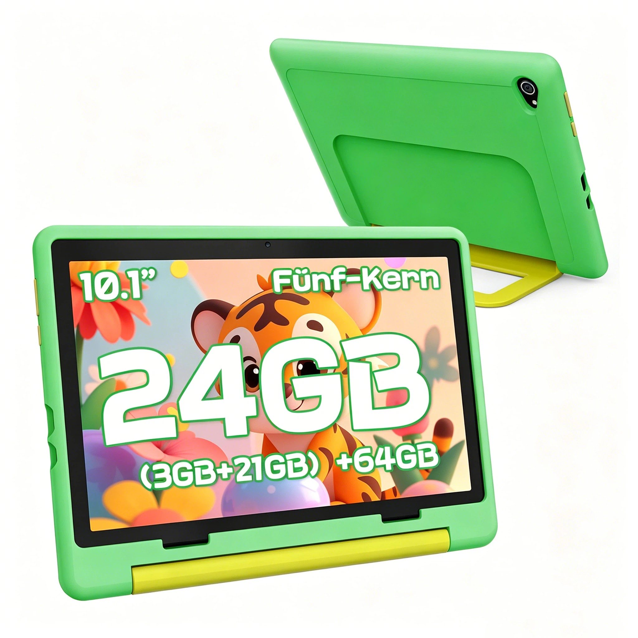 BUFO Android 16 10-Zoll, 24(3+21) GB RAM + 64 GB ROM (TF Expand 1TB) Kinder Tablet (10", 64 GB, Android 16, WiFi 6, Android 16, Elterliche Kontrolle, HD IPS 1280x800, 6000mAh)