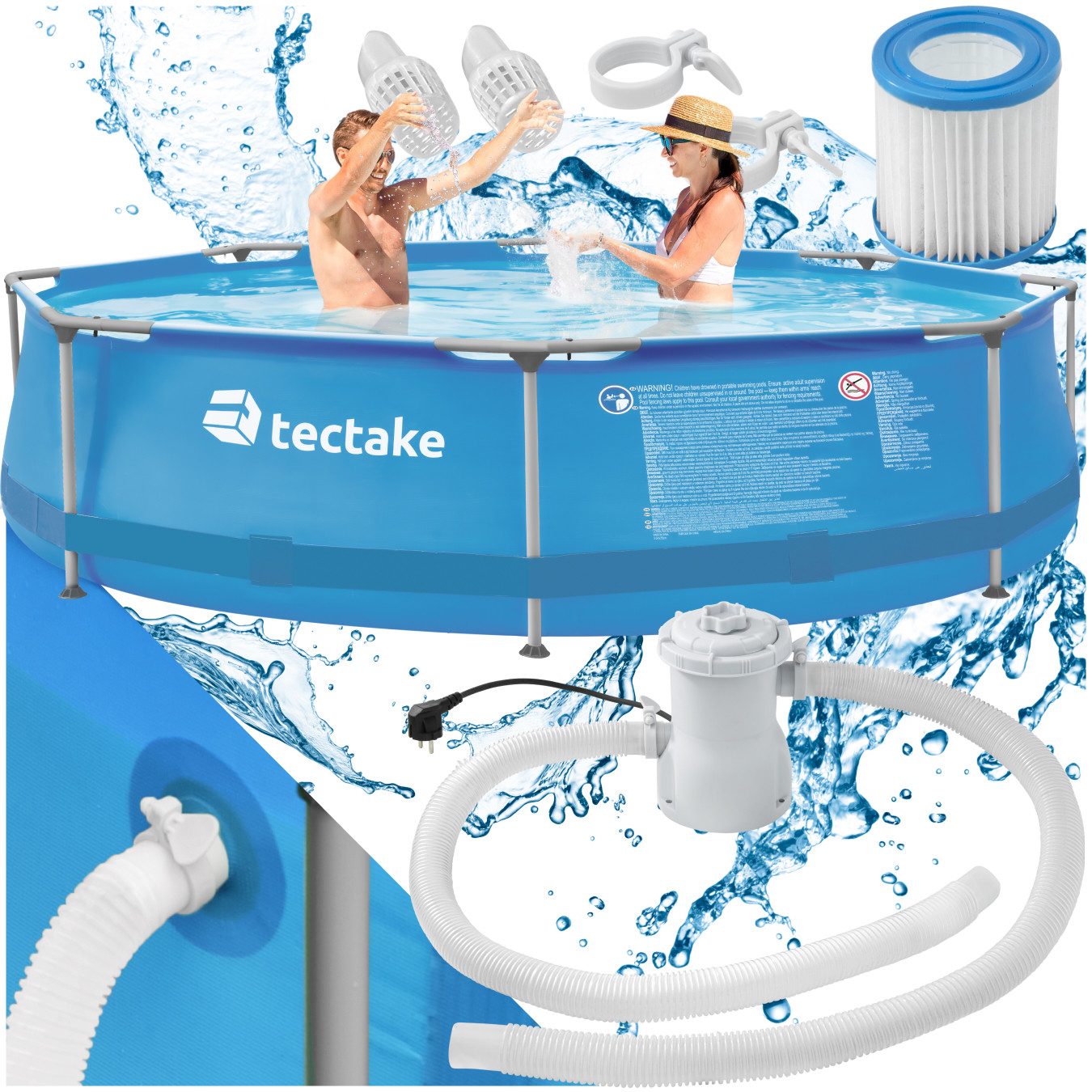 tectake Framepool Swimming Pool, rund günstig online kaufen