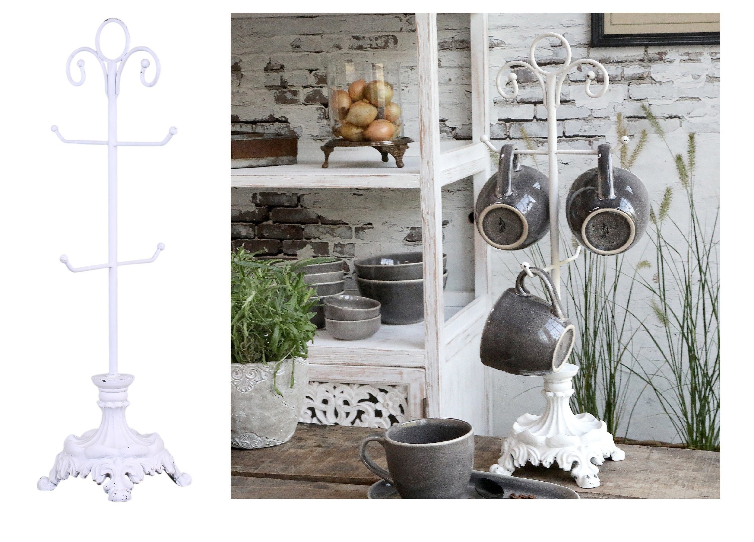 Chic Antique Etagere Tassenständer Tassenhalter aus Metall Chic Antique Höhe 54cm 39386-01, Metall