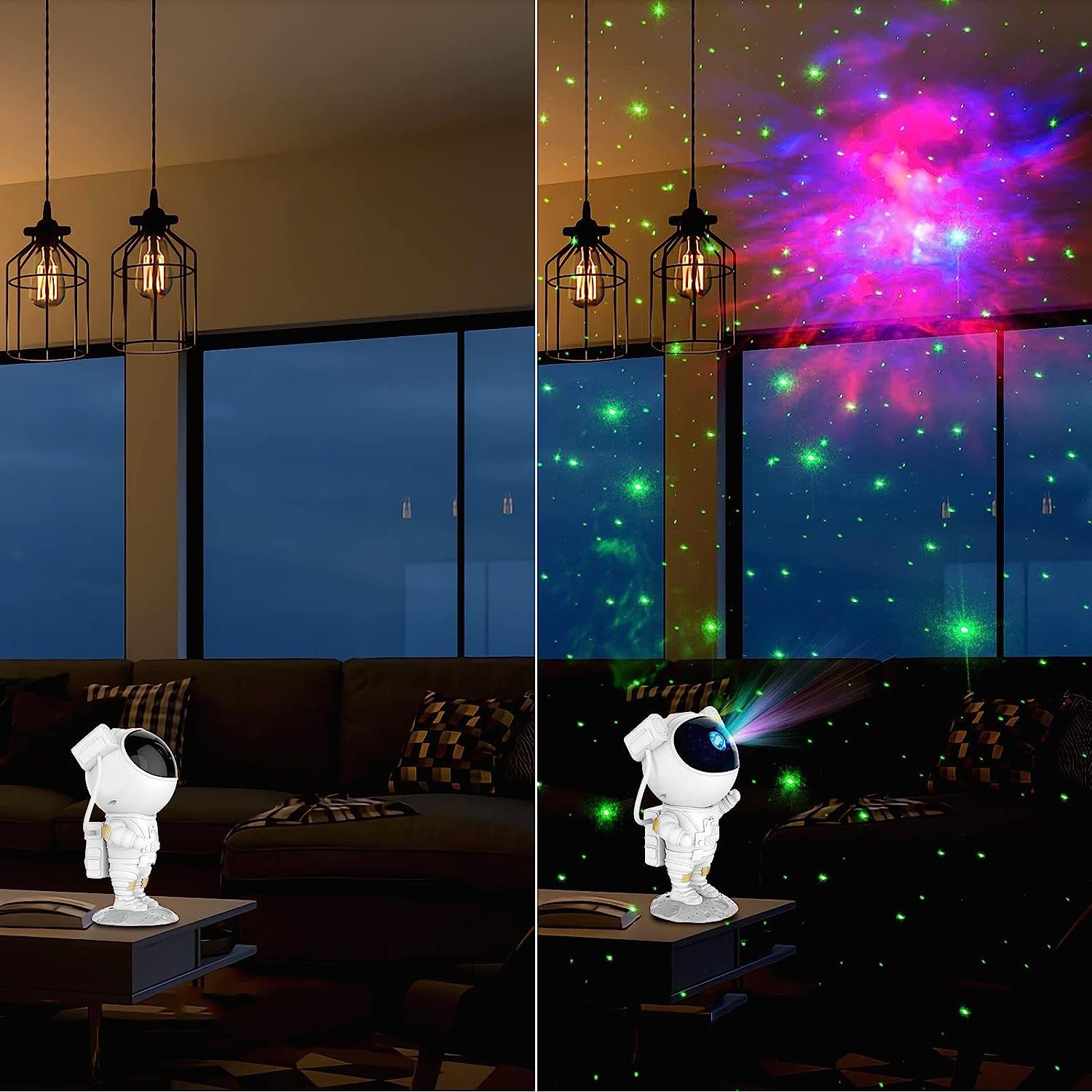 LED mit Fernbedienung AKKEE Timer, Nachtlichter und Sternenprojektor fest Sternenhimmel Nachtlicht Kinder Astronauten und Erwachsene Projektor, integriert, LED