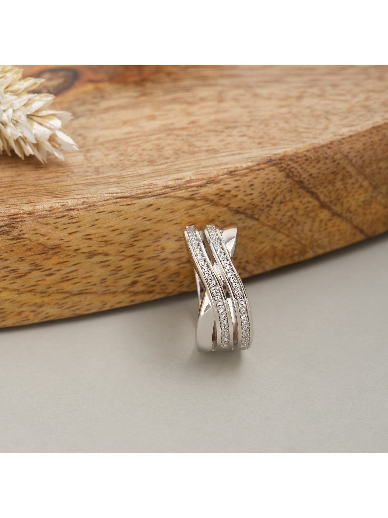 synthetisch Silber Silberring Zirkonia, 925er JETTE JETTE 54 Zirkonia, Damen-Damenring