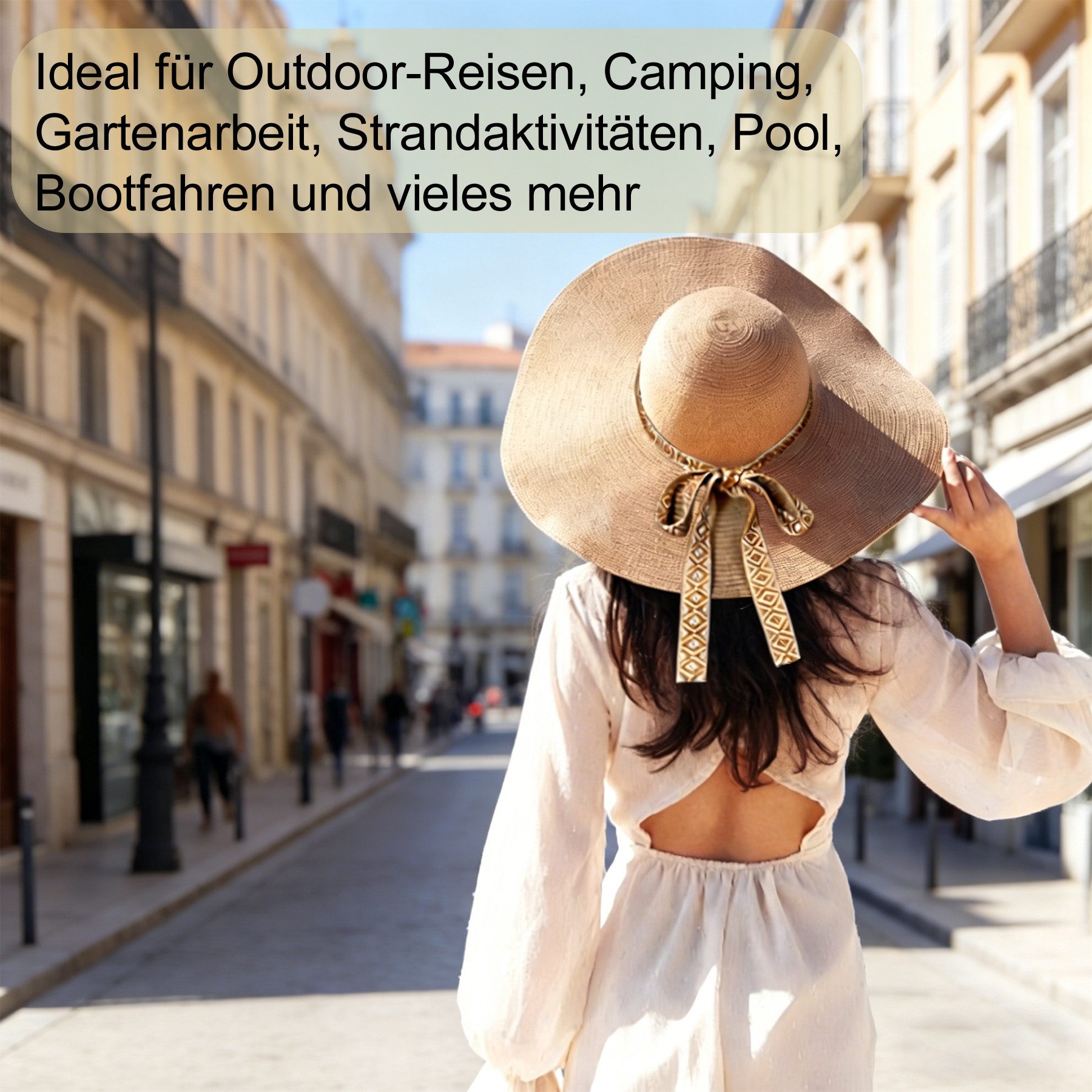 Mutig Sonnenhut Strand Sonnenhut Damen, Strohhut Sommer Faltbar mit Breite Krempe (Bowknot Strohhüte Sommerhut Leicht Kappe Strand Sonnenhut UPF 50+, Groß Sonne – Bild 4 von 5