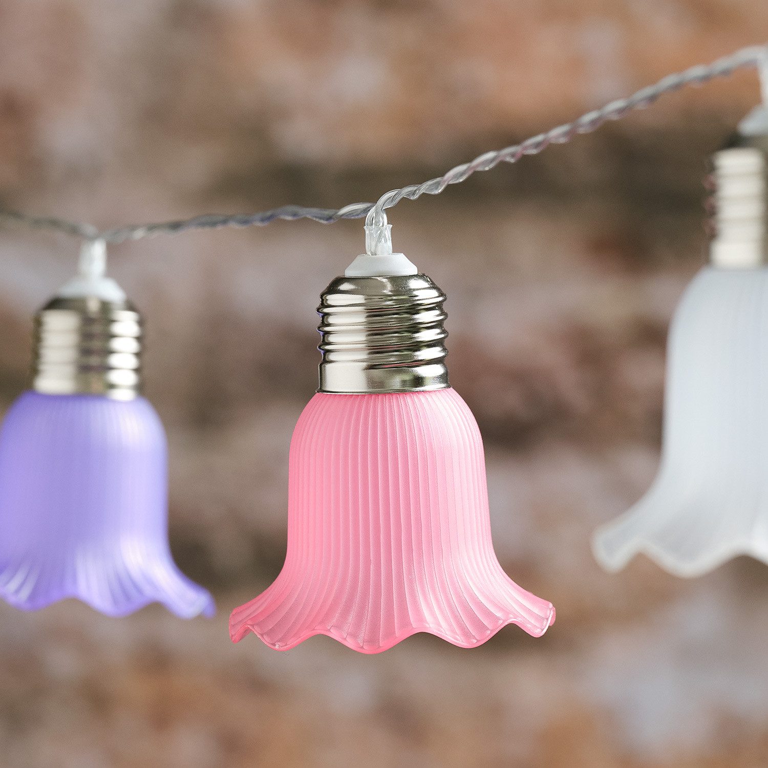 Lights4fun LED-Lichterkette 10er LED-Solar-Lichterkette pastellfarbene Blumen in Warmweiß