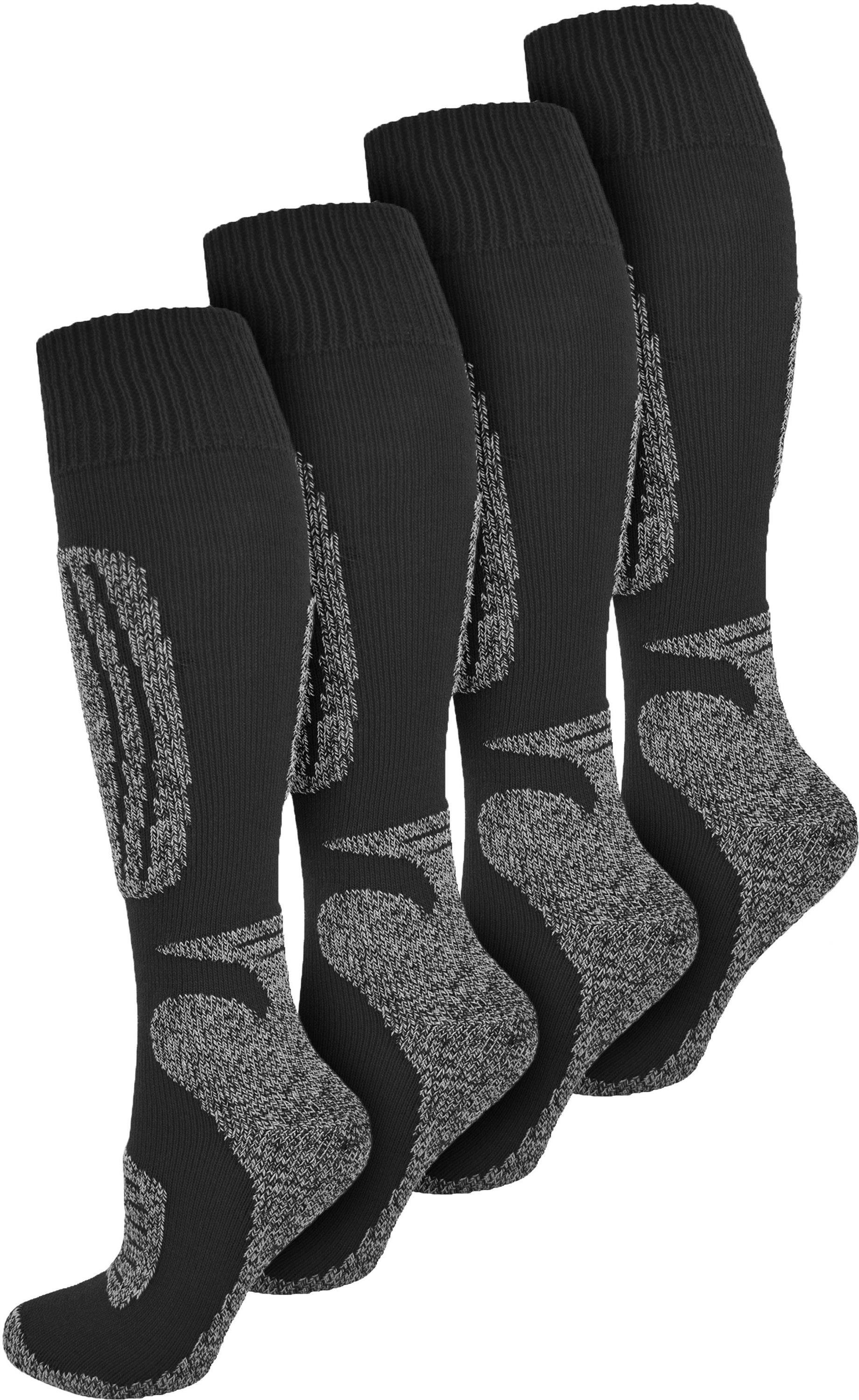 normani Лижні шкарпетки 4 Paar Ski-Kniestrümpfe Classic (4 Paar) gepolstere Funktionszonen für gezielte Entlastung