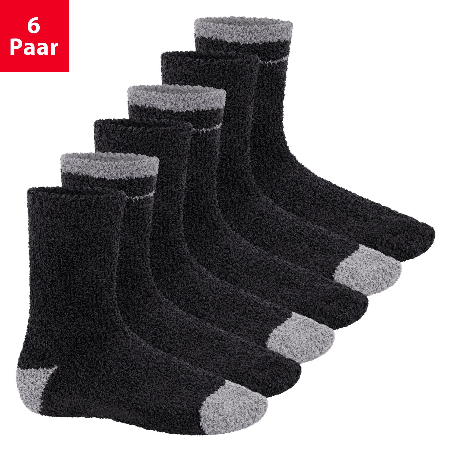 Footstar Kuschelsocken Plüschsocken für Damen & Herren Socken (6 Paar)