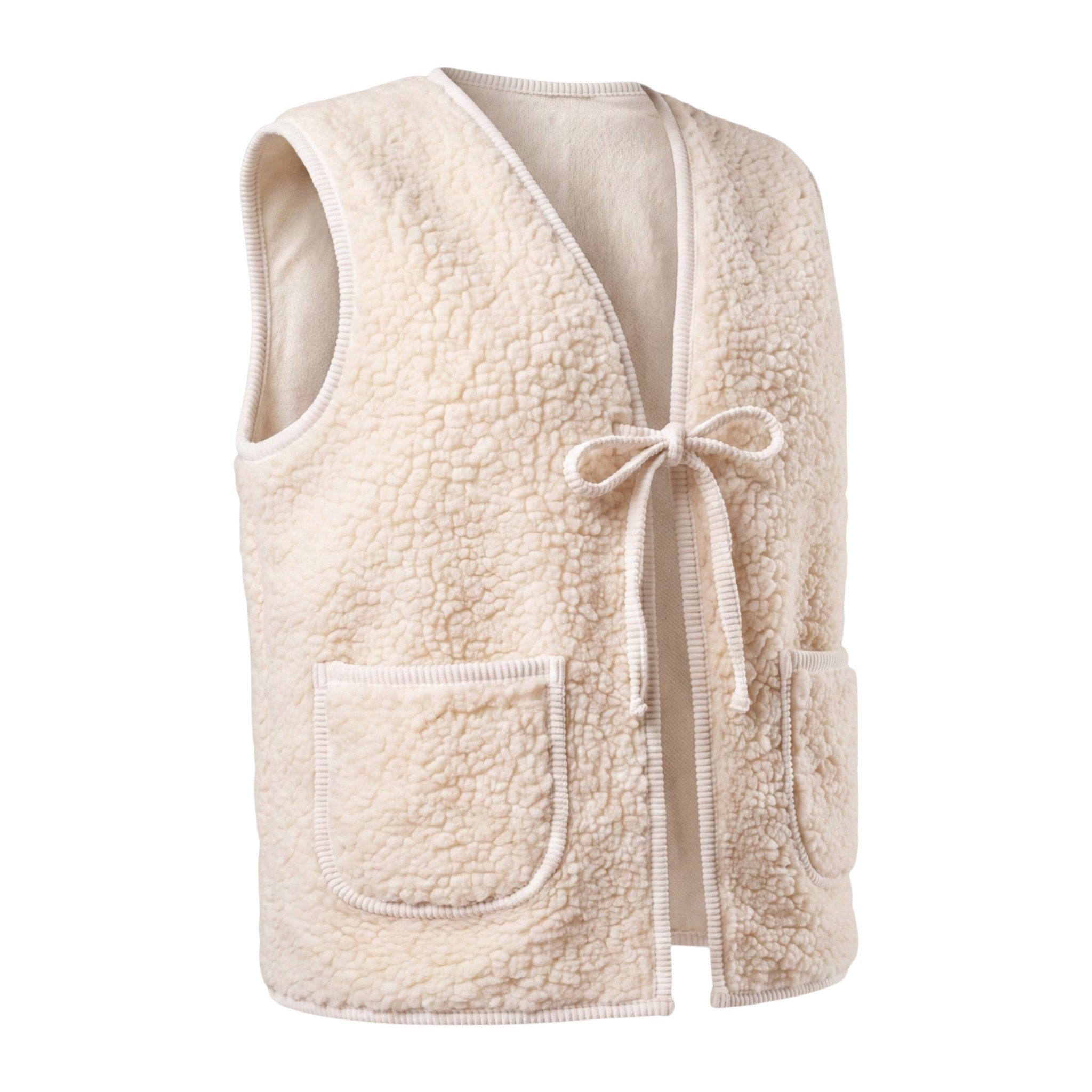OriginalYou Kurzweste Damen Teddyweste Bouclé ärmellose Weste Bindeband vielseitig kombinierbar, auch in großen Größen