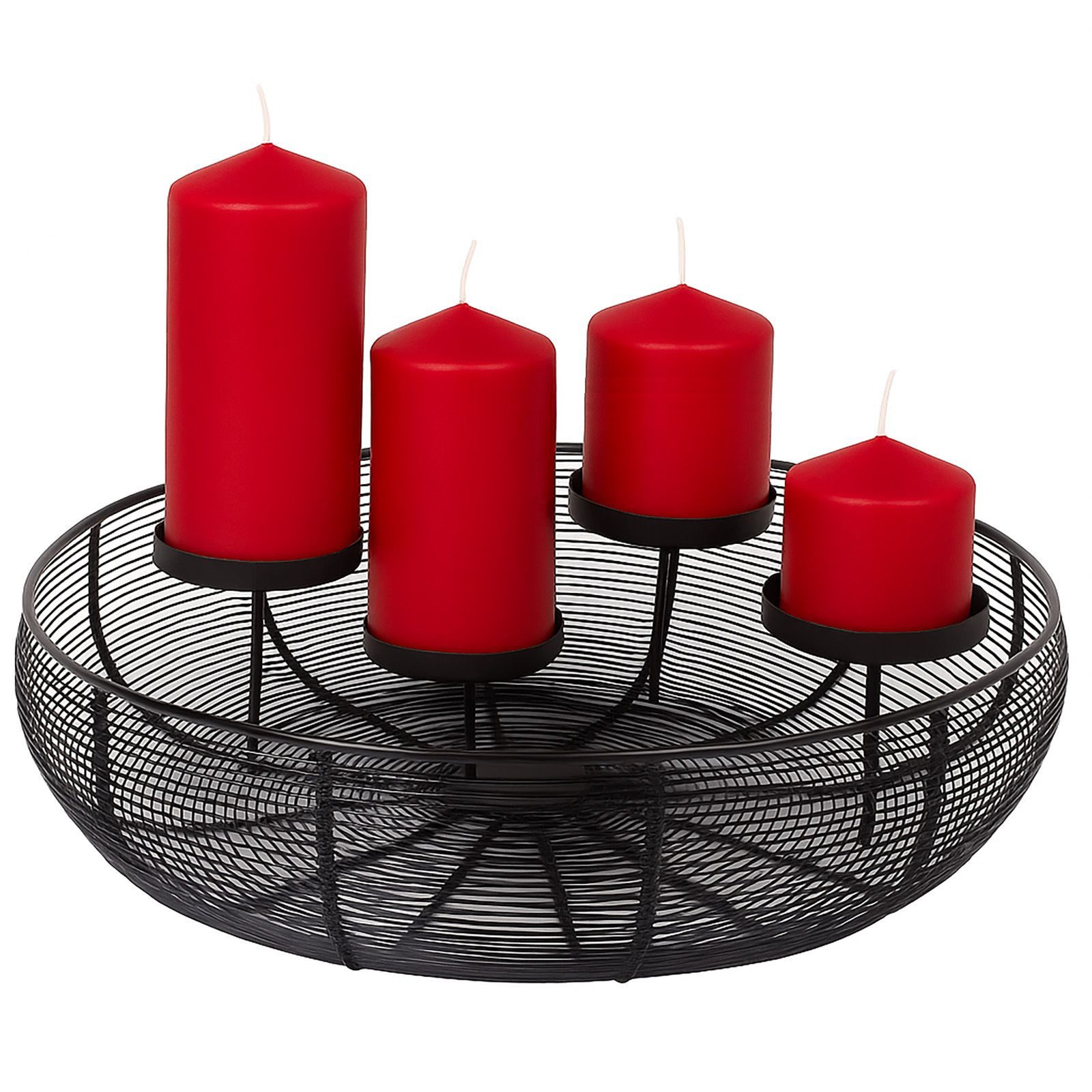 BURI Adventskranz BURI Adventskranz schwarz 4 Kerzen Weihnachtskranz Kränze Gesteck Deko