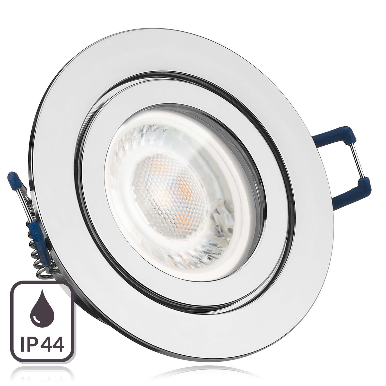 mit LEDANDO Set Leuchtmittel chrom LED Einbaustrahler flach 5W Einbaustrahler in extra IP44 LED v