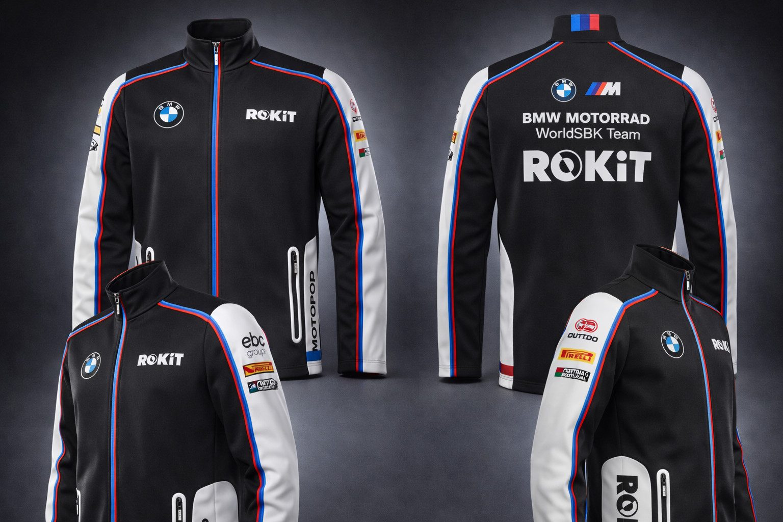 BMW Sweatjacke BMW Motorrad Zip Sweatshirt WSBK Fan X ROKiT M Farben Team Jacke