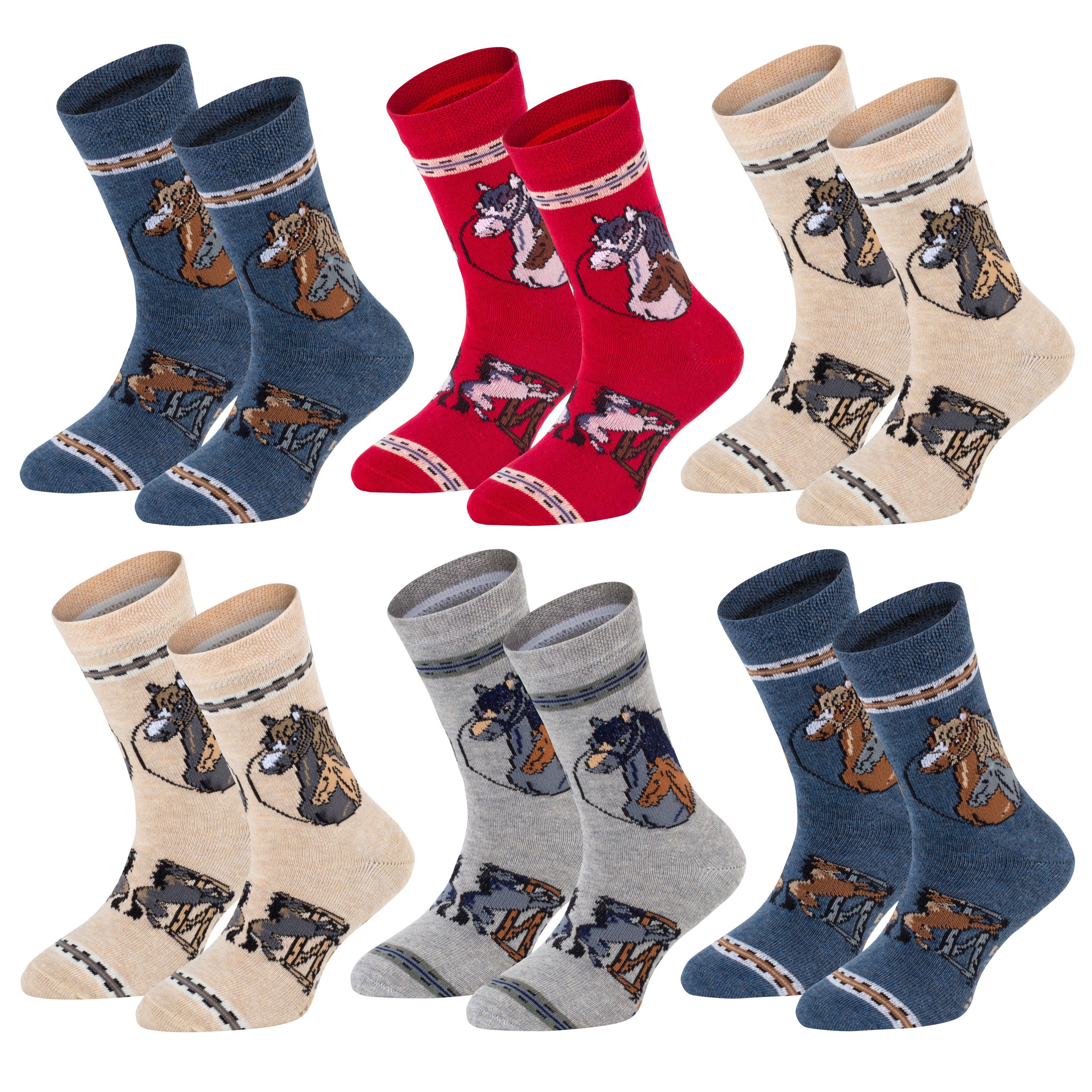 TippTexx 24 Socken 6 Paar bunte Kindersocken, sanfte Baumwolle, für Mädchen & Jungen (6 Paar) handgekettelte, weiche Naht