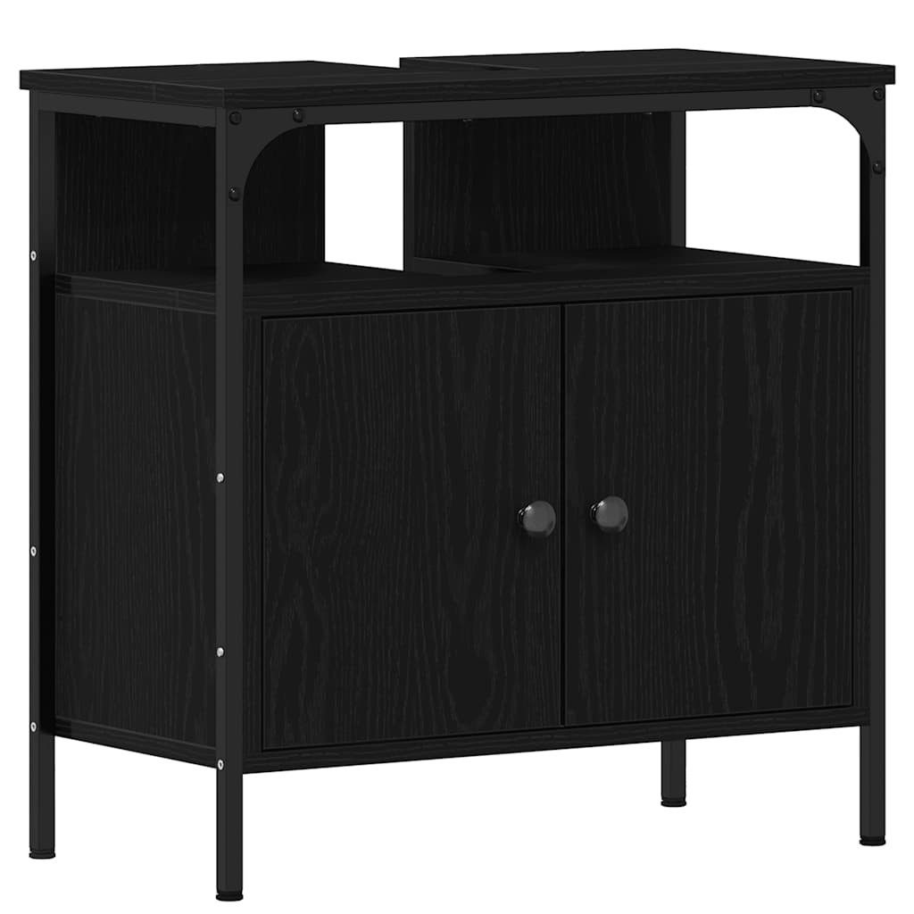 vidaXL Waschbeckenunterschrank Waschbeckenunterschrank Schwarz Eichen-Optik 60x30x60 cm