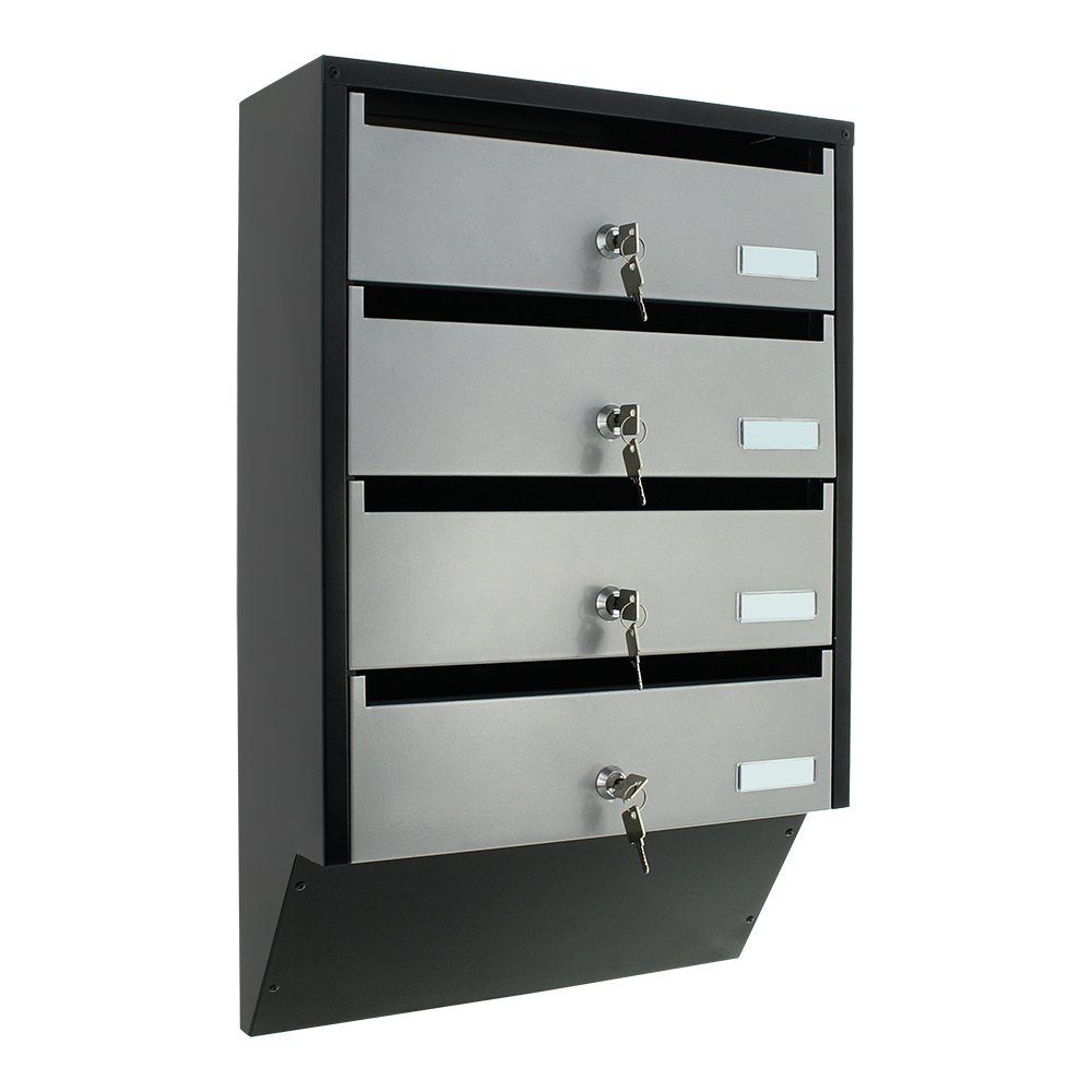Profirst Briefkastenanlage Quattro 4 Haushalte silber/schwarz günstig online kaufen